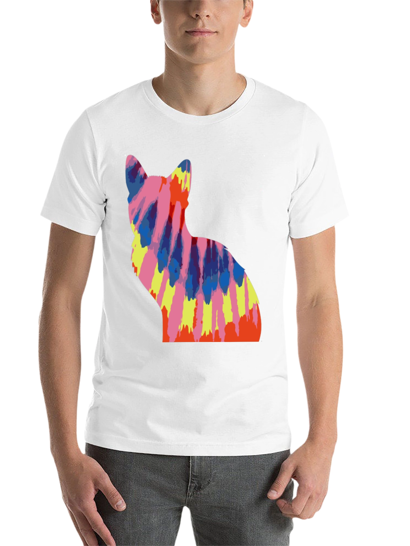 Black Tie Dye Cat Graphic Tee view 14