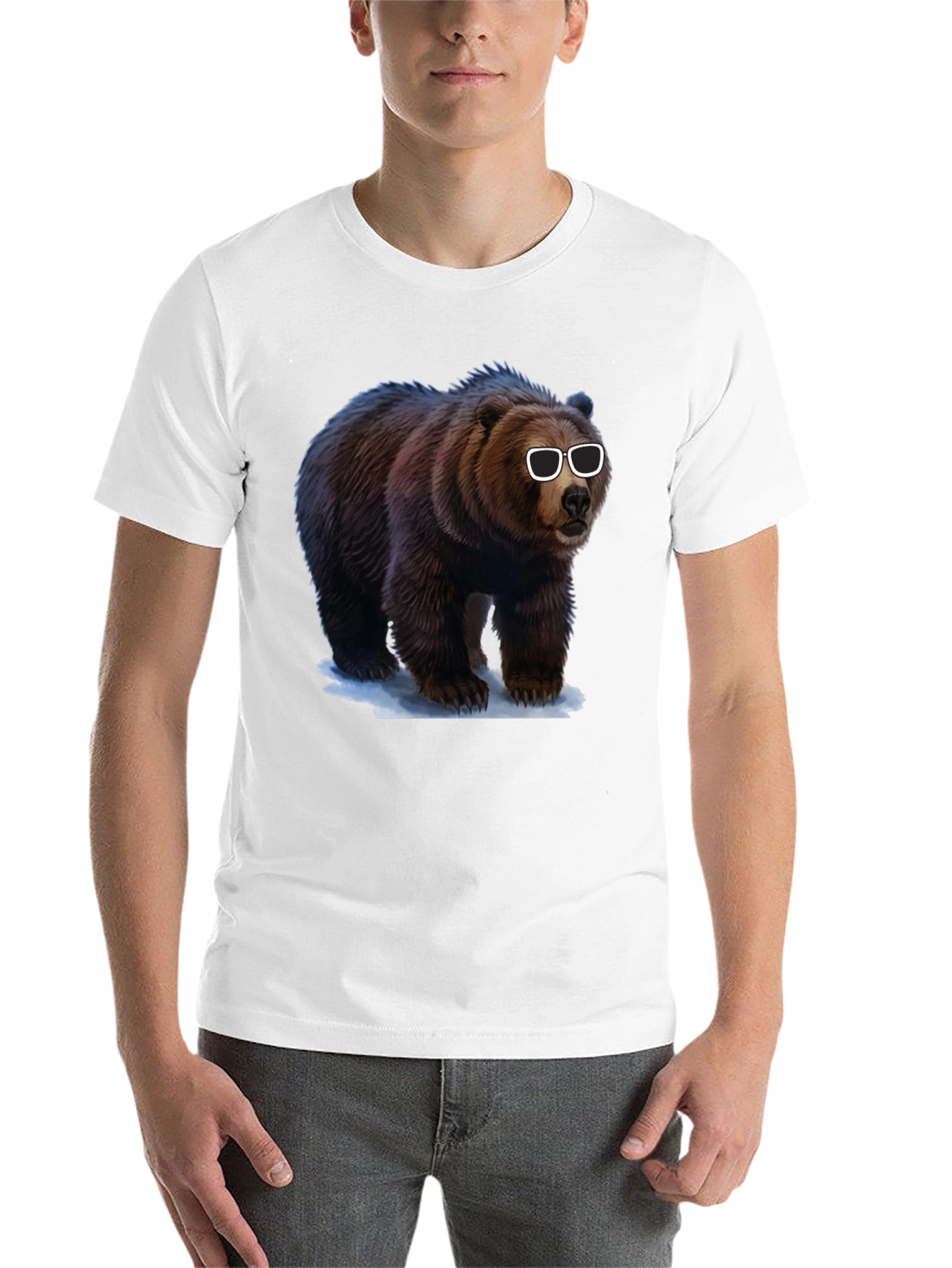 Black Cool Bear Graphic Tee - Black Cotton T-Shirt view 14