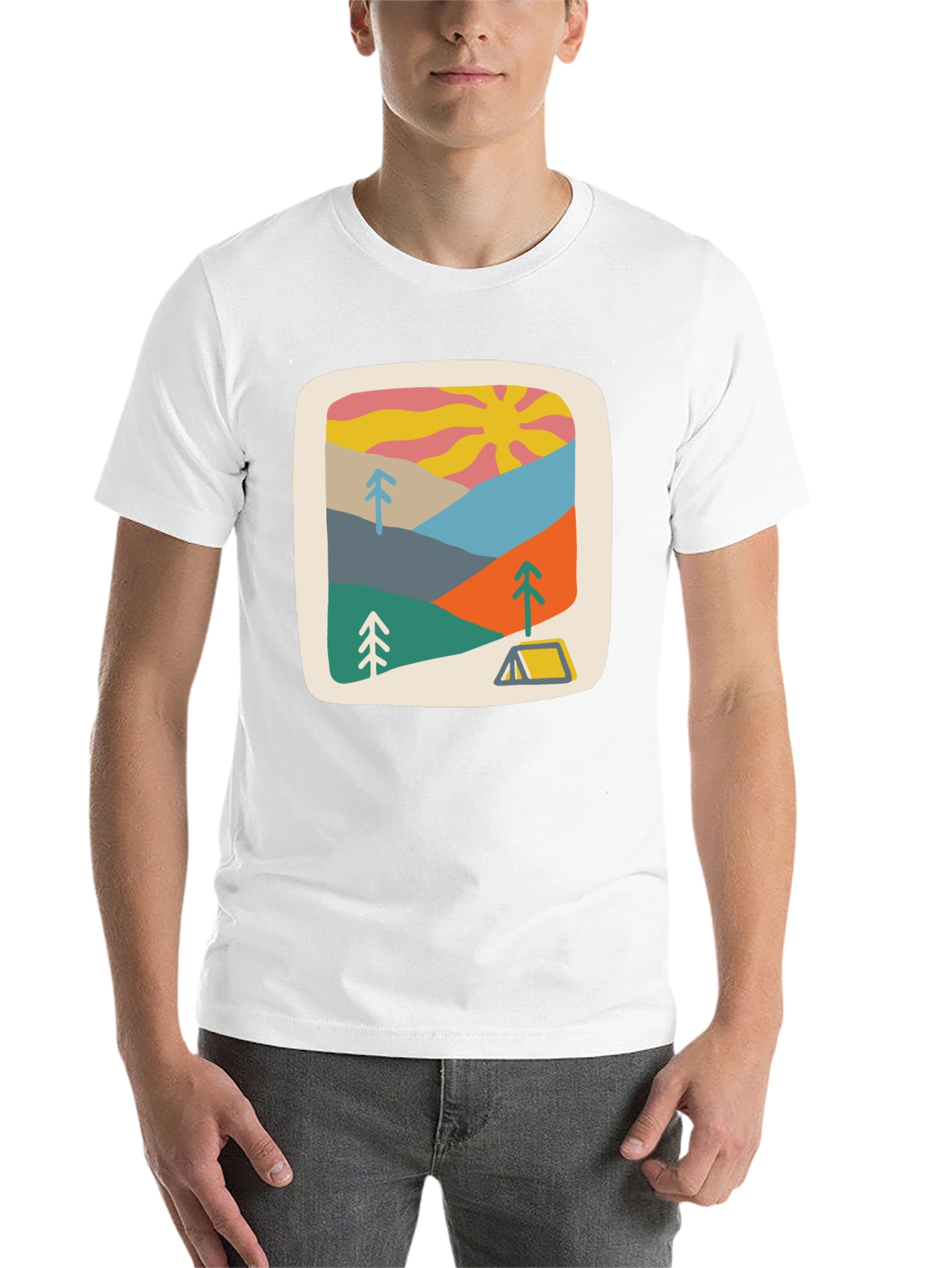 Black Retro Camping Scene Graphic Tee - Unisex view 14