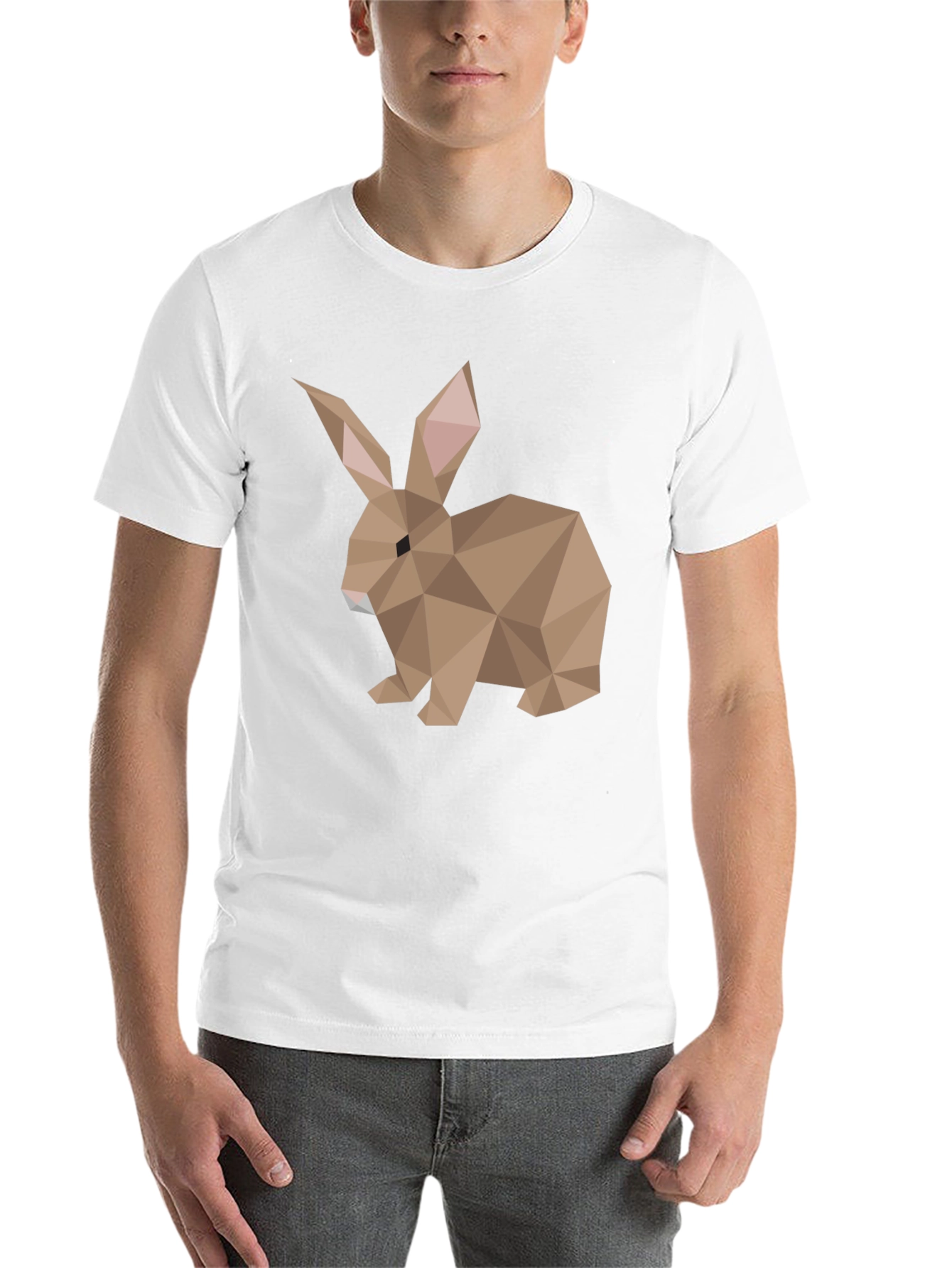 Black Geometric Rabbit Graphic Tee - Soft Cotton Blend view 14
