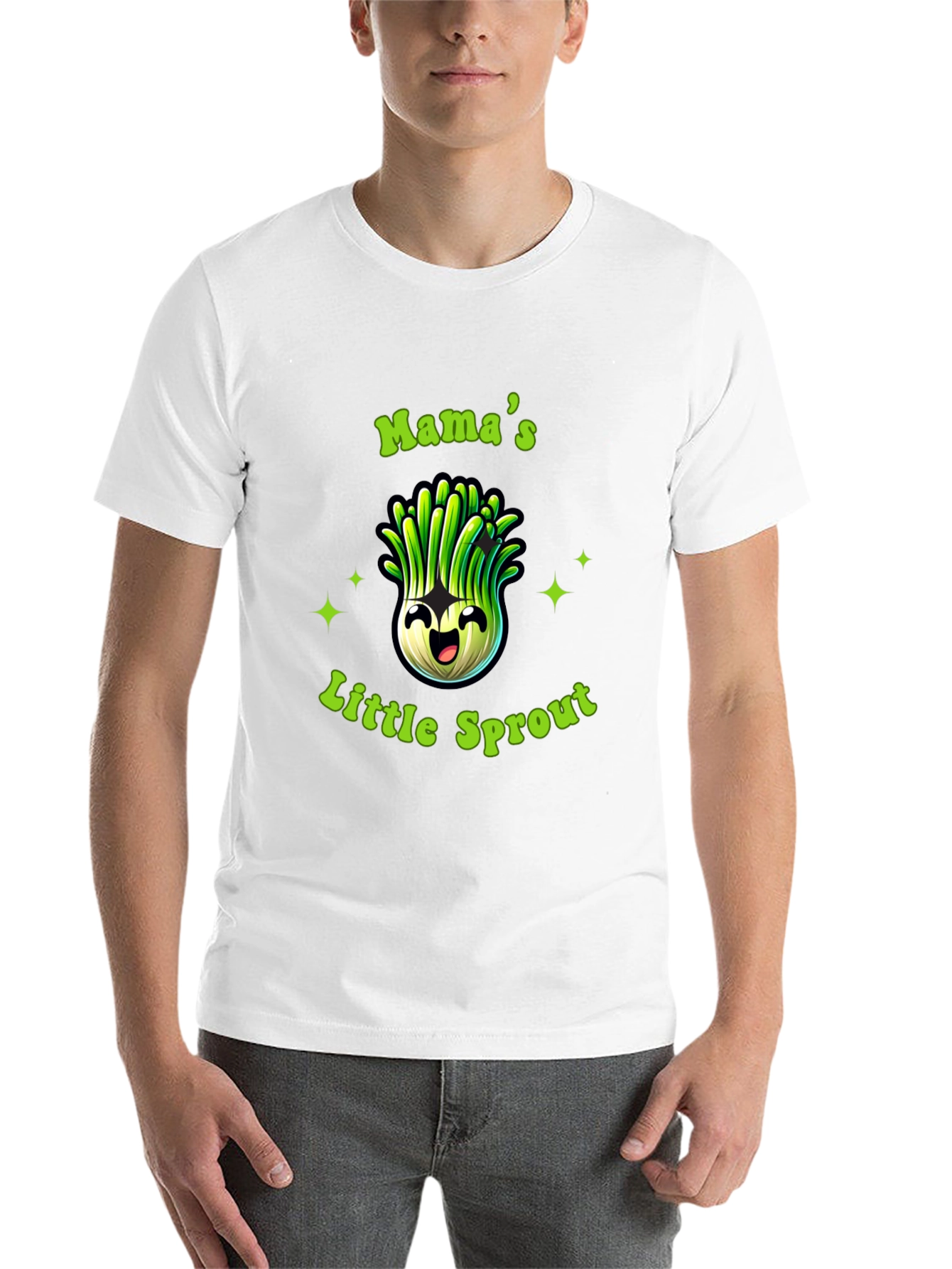 Black Mama's Little Sprout Black T-Shirt - Cute Onion Cartoon view 14