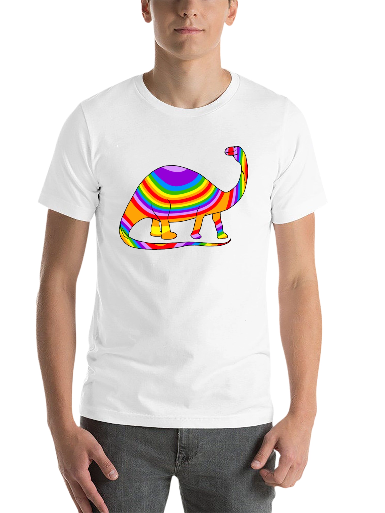 Black Rainbow Dinosaur Graphic Tee - Black Cotton Blend view 14