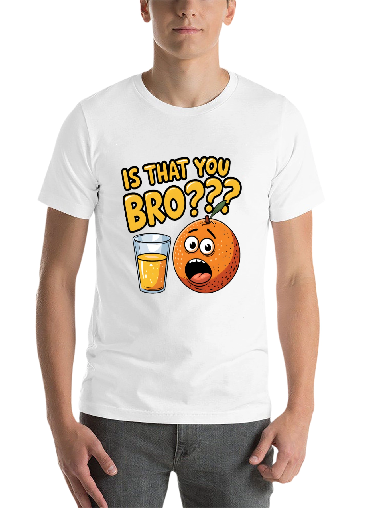 Black Funny "Is That You Bro?" Orange Graphic T-Shirt view 14