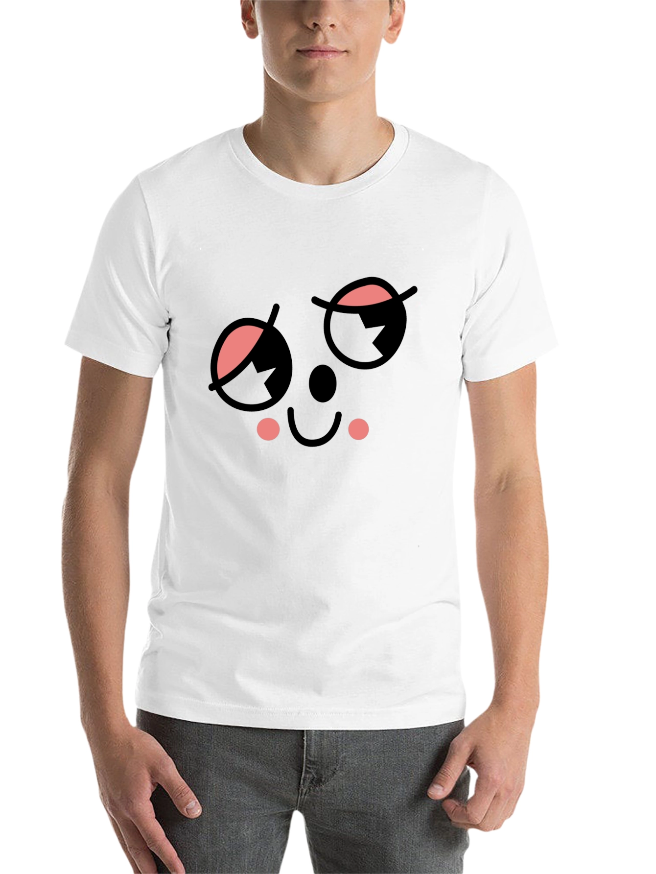 Black Whimsical Wink Face Black Tee view 14