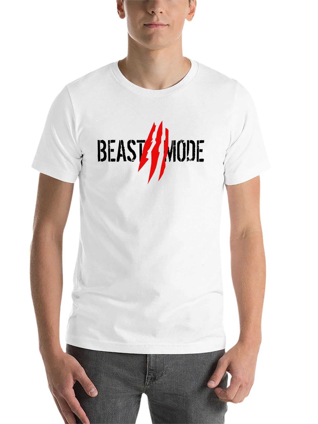 Black Beast Mode Graphic Print Men's Black T-Shirt view 14