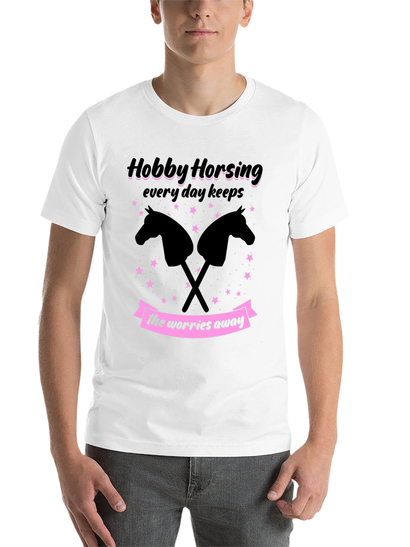 Black Hobby Horsing T-Shirt - Everyday Keeps Worries Away view 14