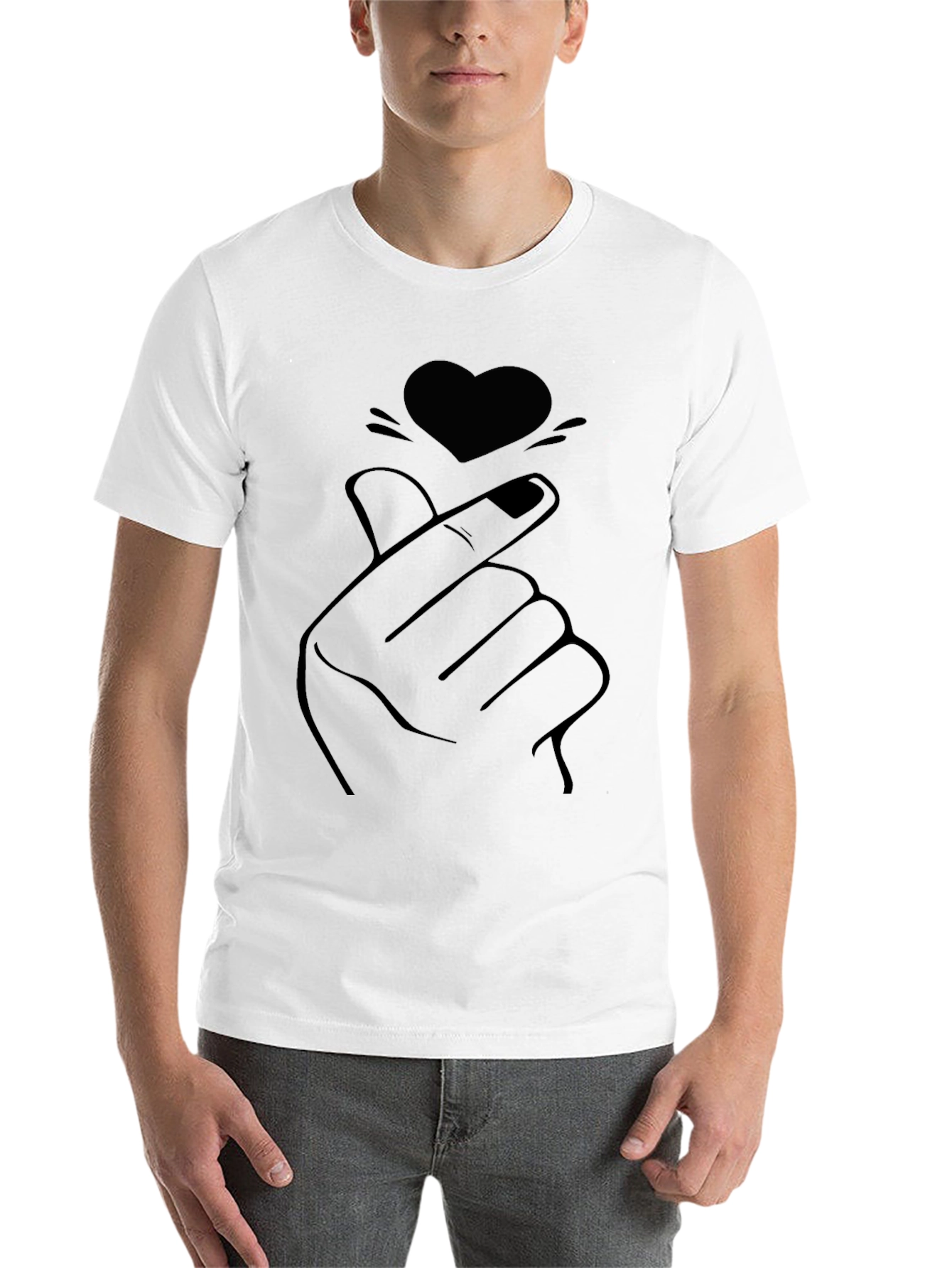 Black Heart Finger Gesture Graphic T-Shirt - Trendy Minimalist Tee view 14