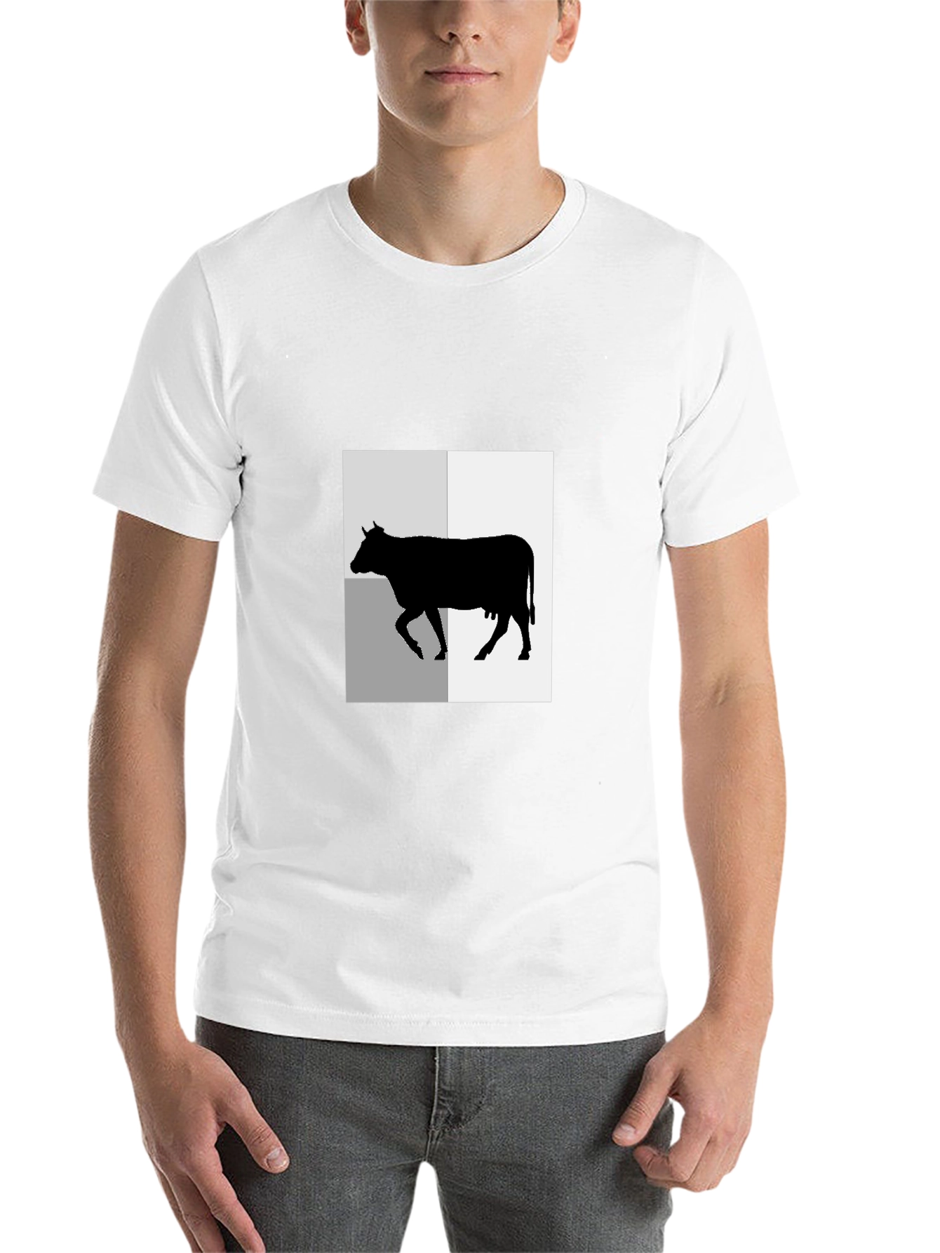 Black Black T-Shirt with Cow Graphic Tee view 14
