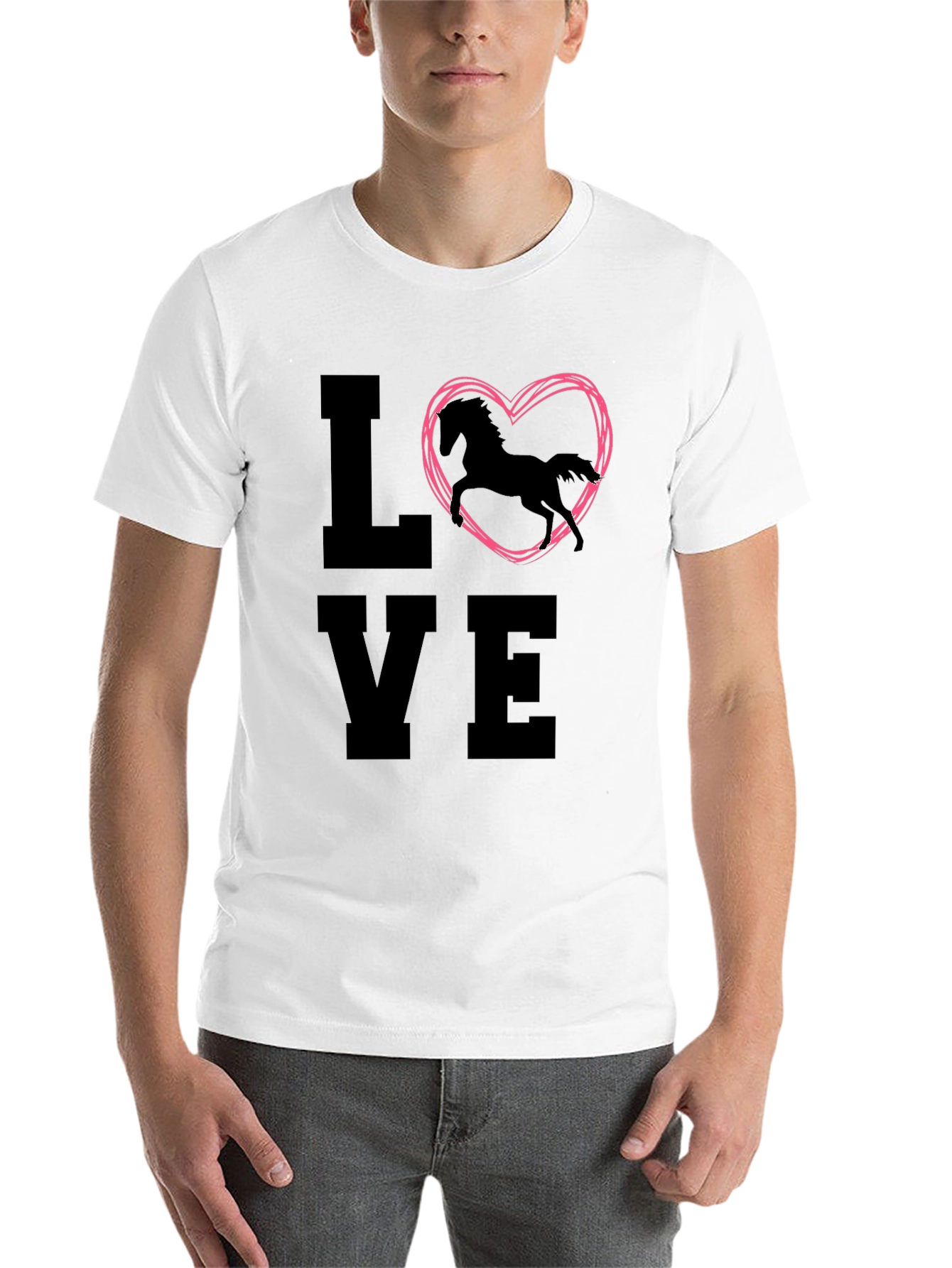 Black Love Horse T-Shirt - Equestrian Heart Design view 14