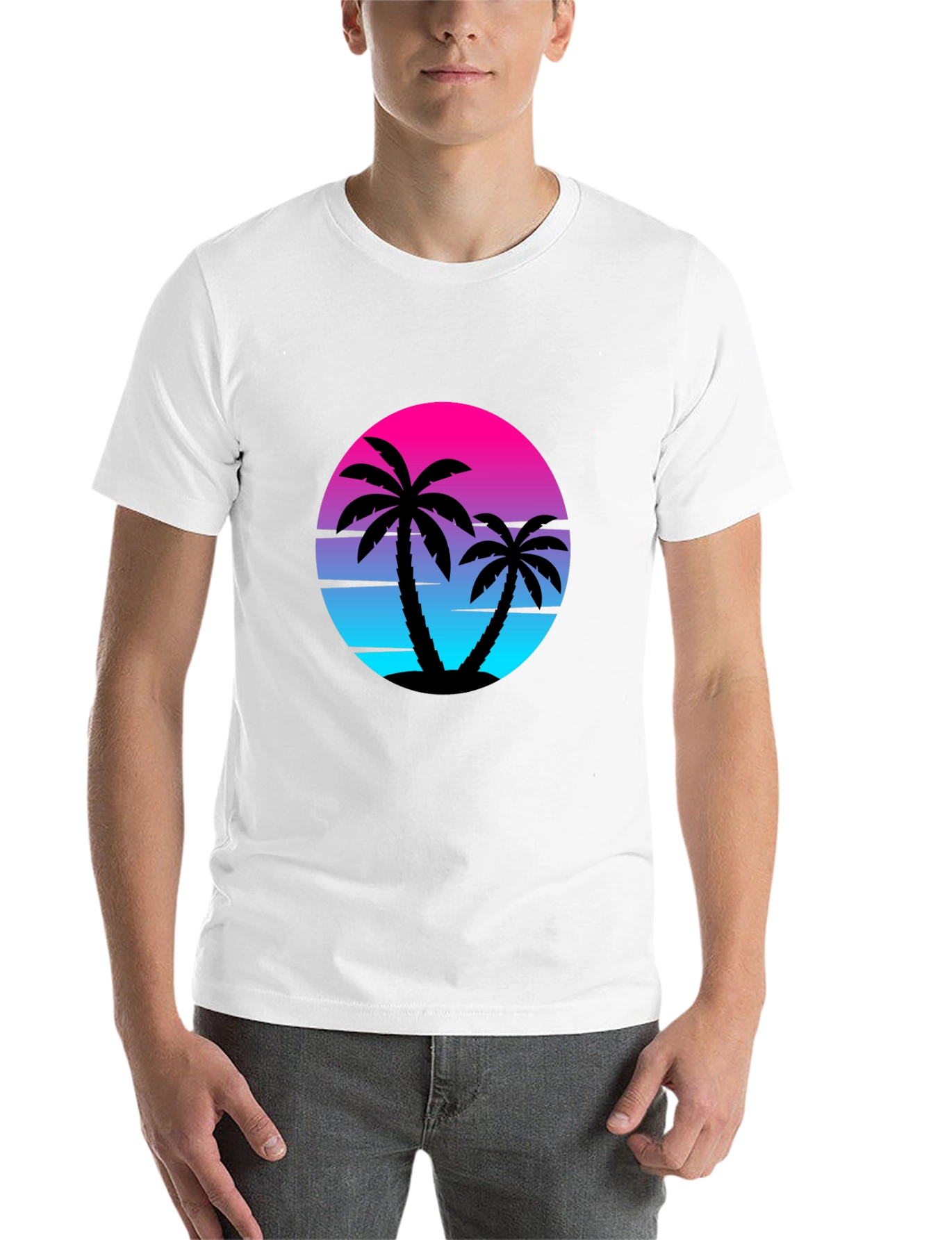 Black Retro Sunset Palm Tree Graphic Tee - Black view 14