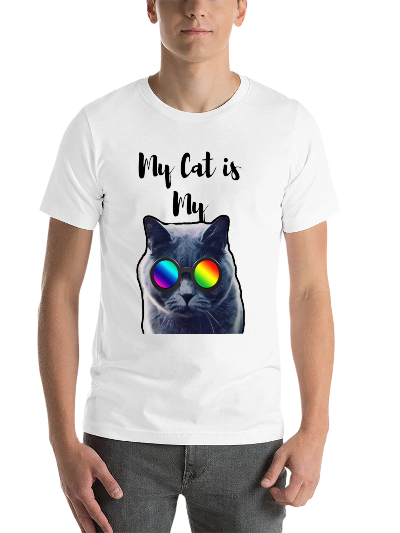 Black Cool Cat T-Shirt - "My Cat is My..." view 14
