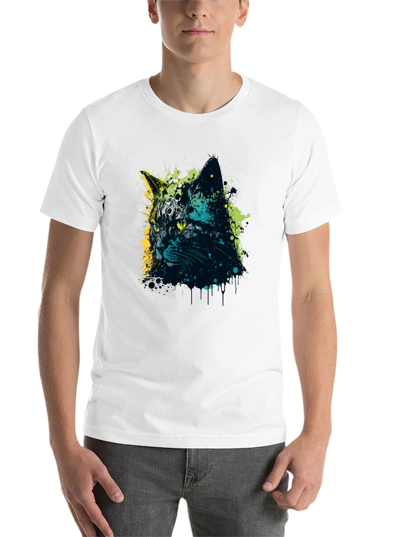 Black Cool Cat Graphic Tee - Men's Black T-Shirt view 14