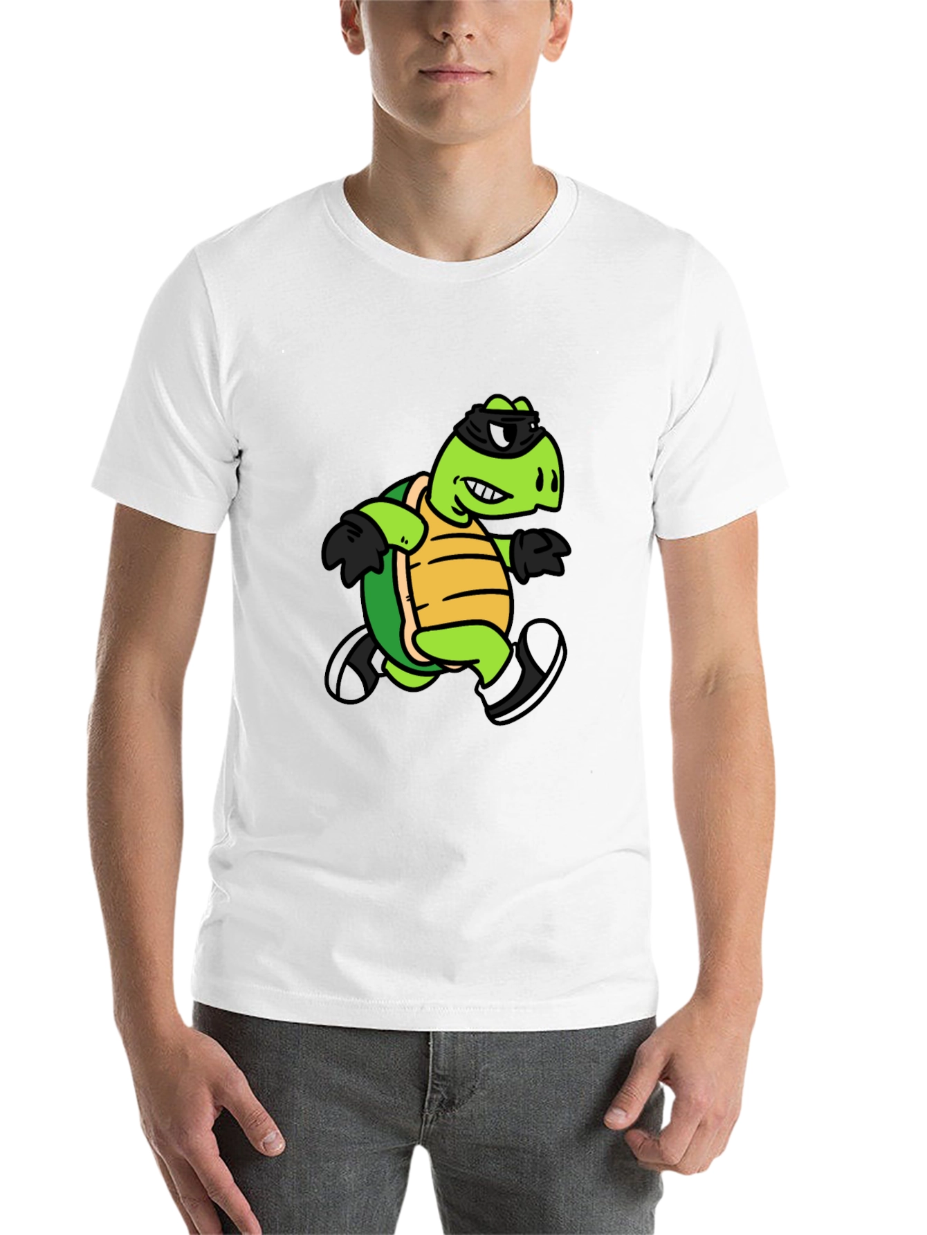 Black Cool Turtle Graphic Tee - Black Cotton T-Shirt view 14