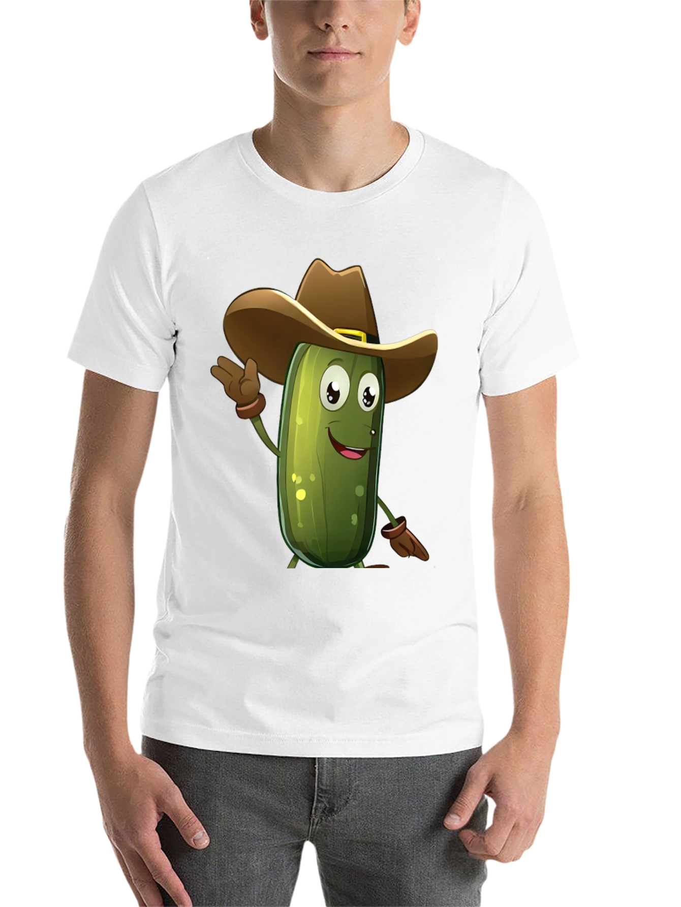 Black Pickle Cowboy T-Shirt - Funny Cartoon Tee view 14