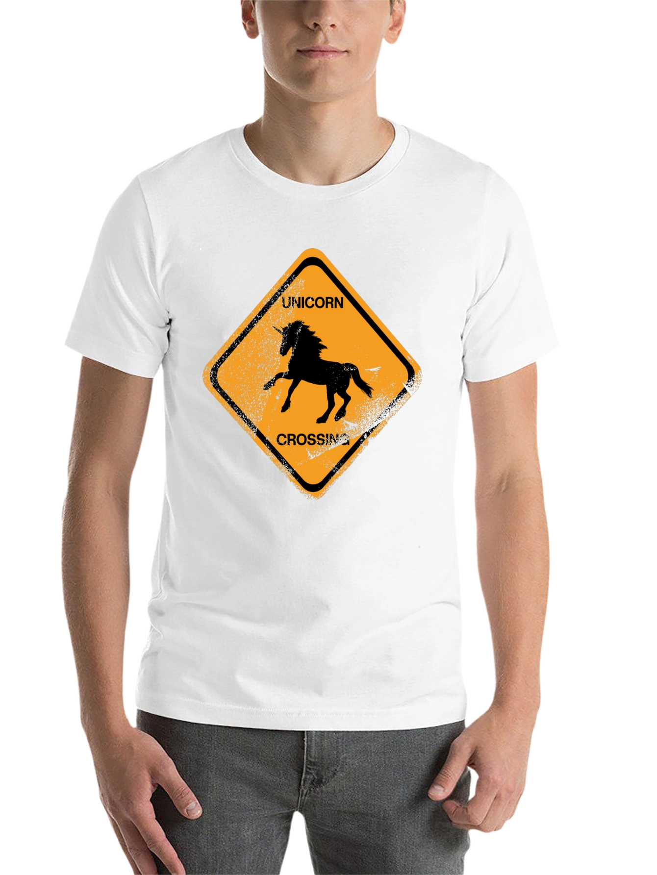 Black Unicorn Crossing Black Cotton T-Shirt view 14