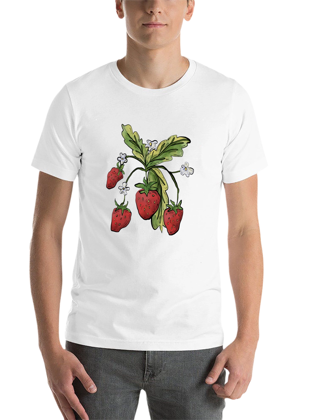 Black Strawberry Graphic Tee - Black Casual T-Shirt view 14