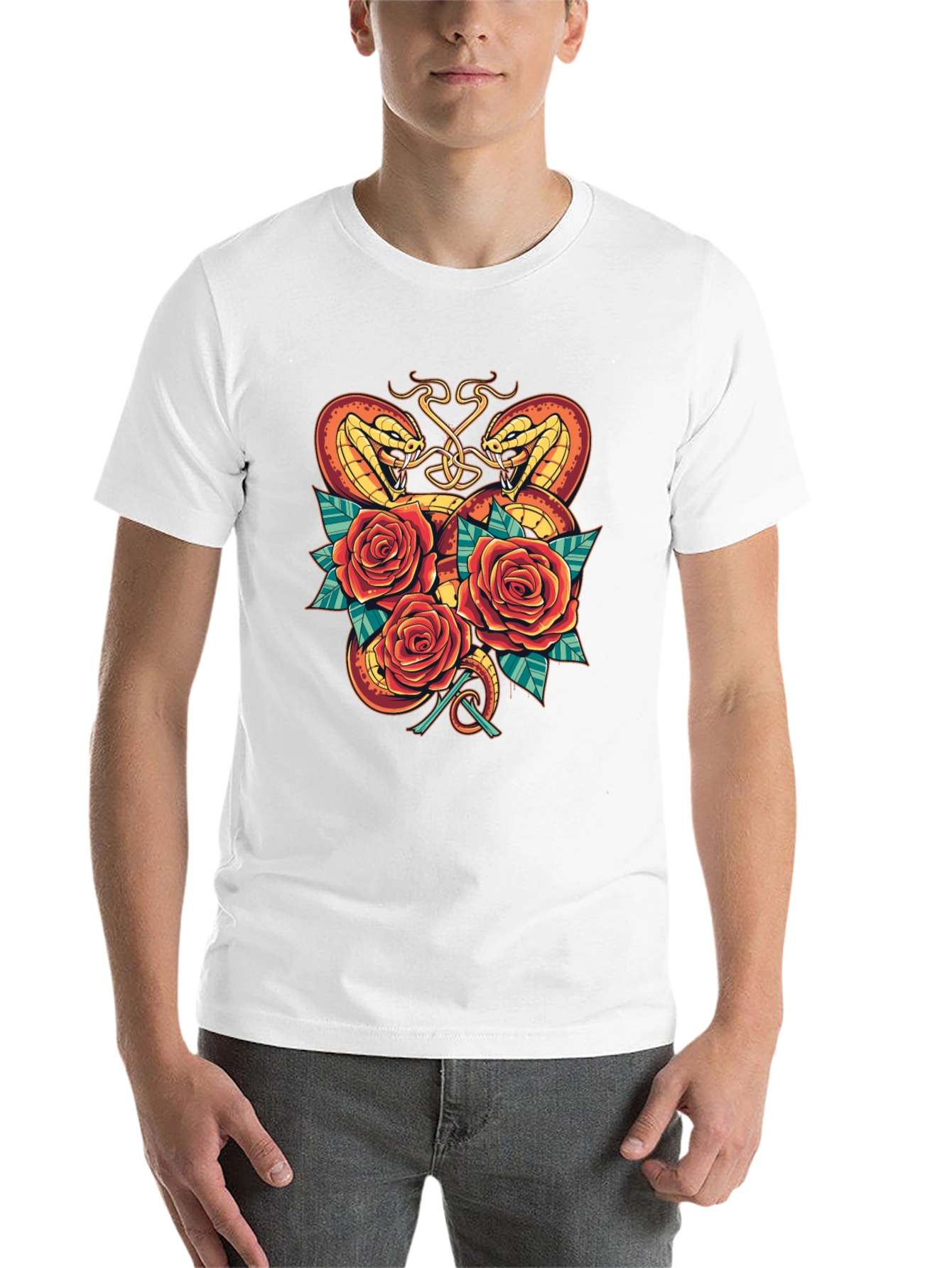 Black Snake & Roses Graphic T-Shirt - Bold Design view 14