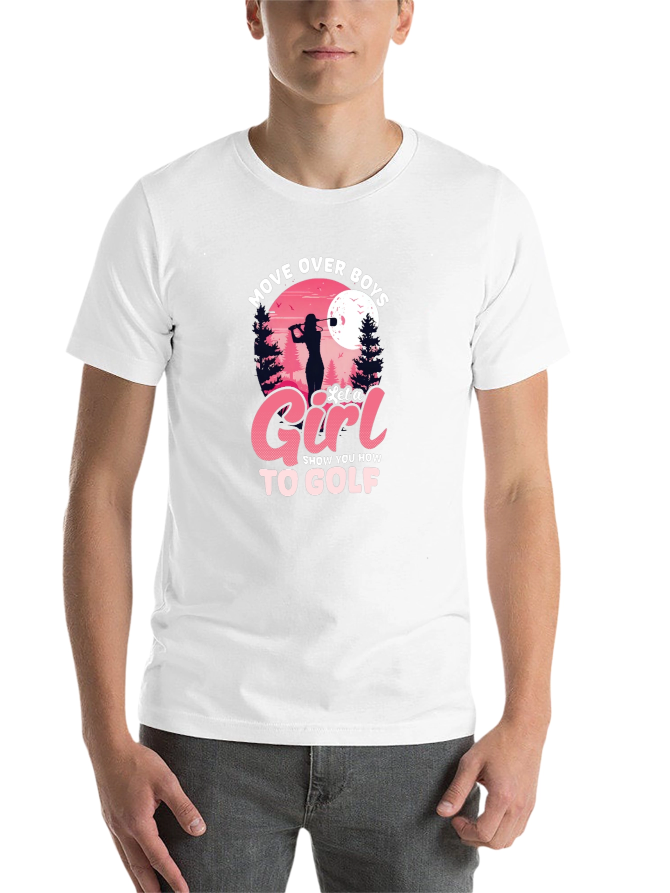 Black Move Over Boys, Let a Girl Golf Black T-Shirt view 14