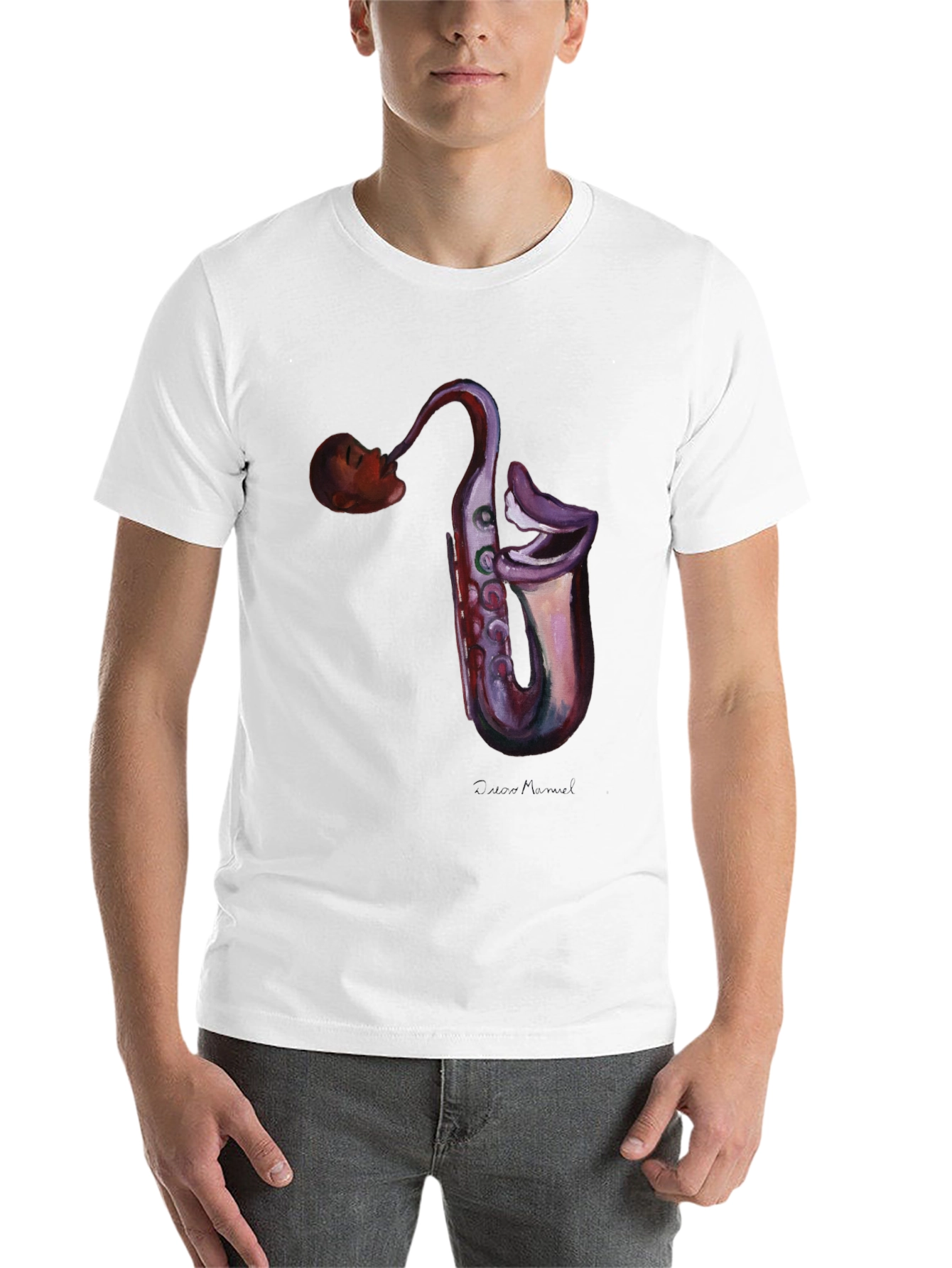 Black Saxophone Head T-Shirt - Unique Music Lover Tee view 14