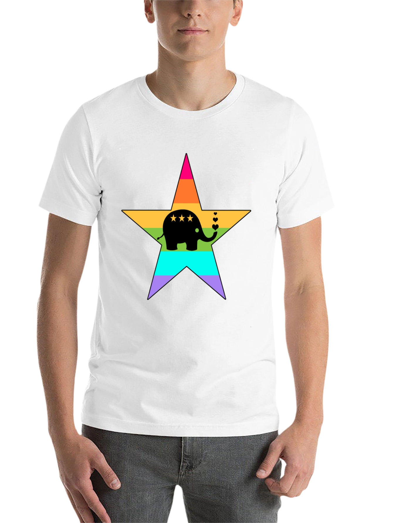 Black Rainbow Elephant Star T-Shirt view 14