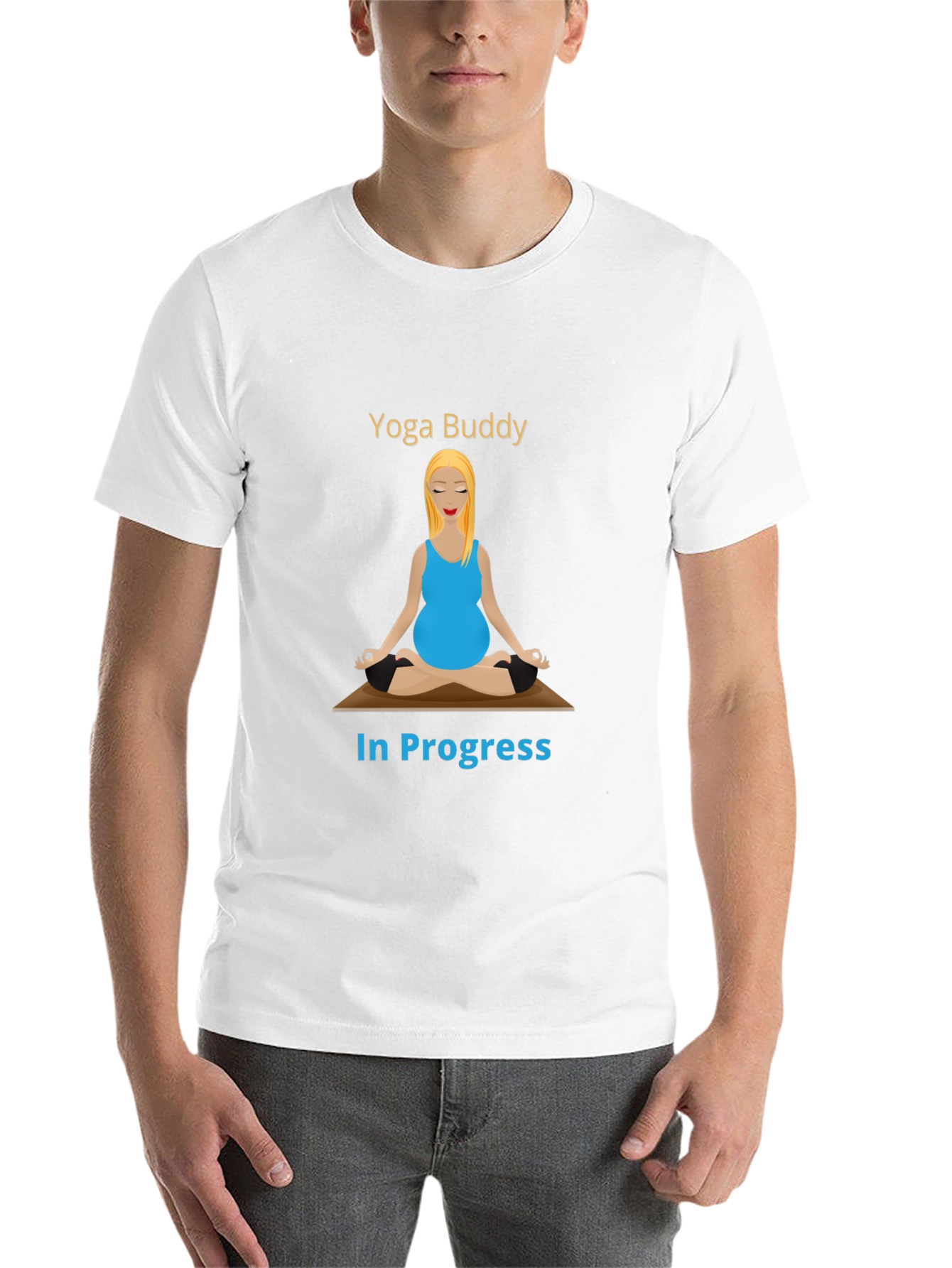 Black Yoga Buddy In Progress Funny T-Shirt view 14