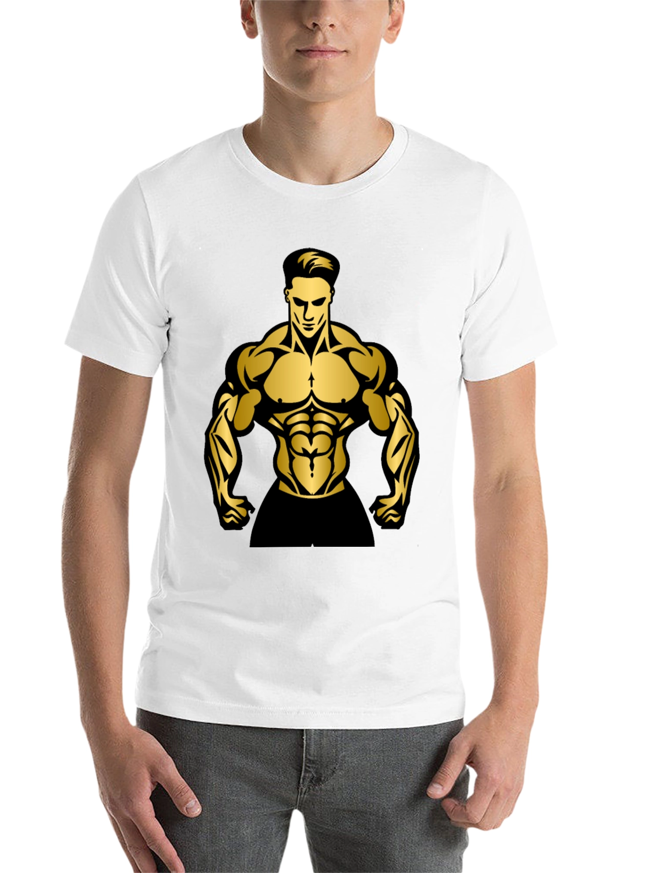 Black Muscle Man Graphic T-Shirt | Gym Wear view 14