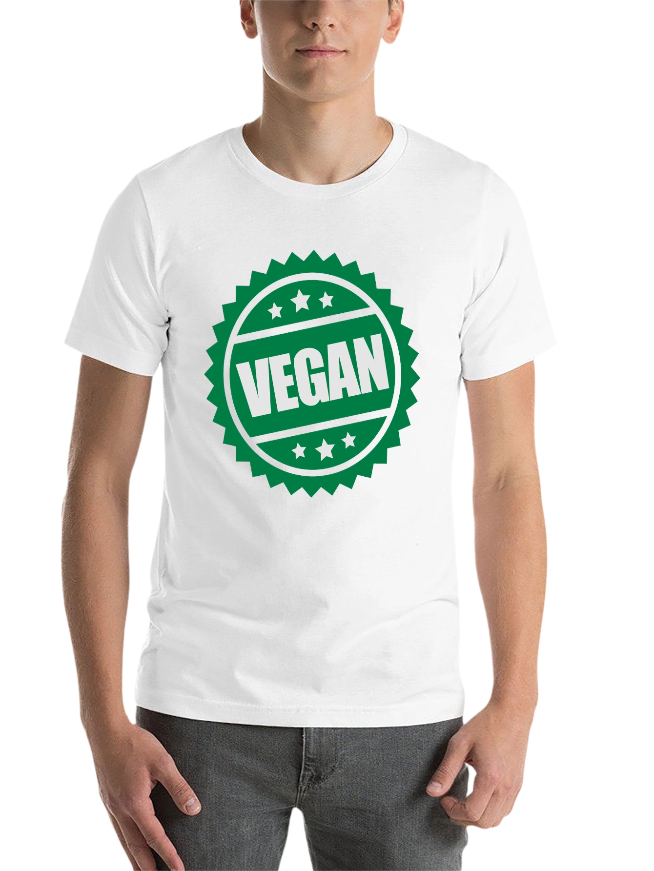 Black Vegan T-Shirt - Green Badge Design view 14