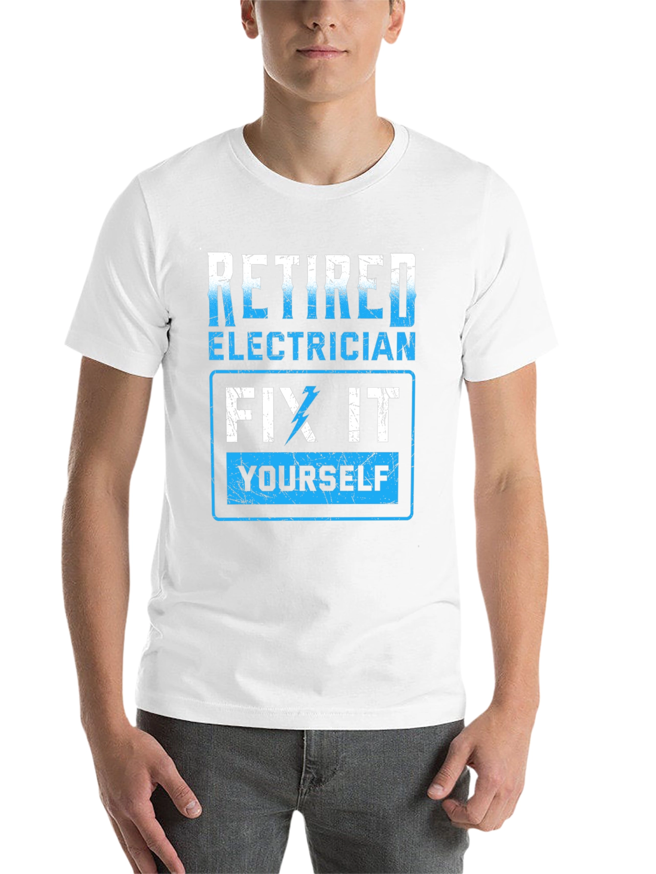 Black Retired Electrician Fix It Yourself T-Shirt view 14