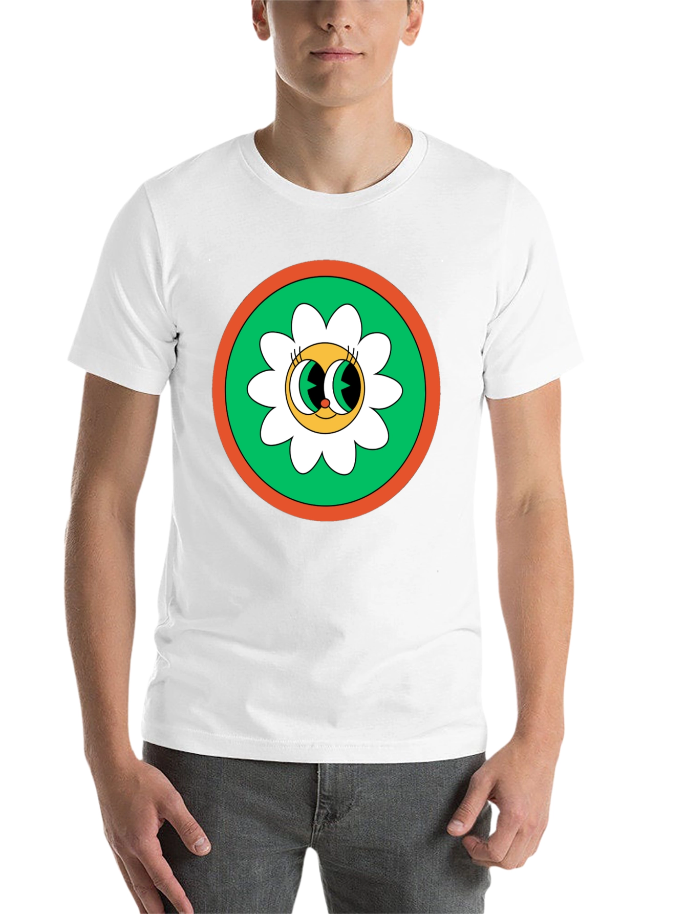 Black Retro Flower Power Graphic Tee - Black Cotton Blend view 14