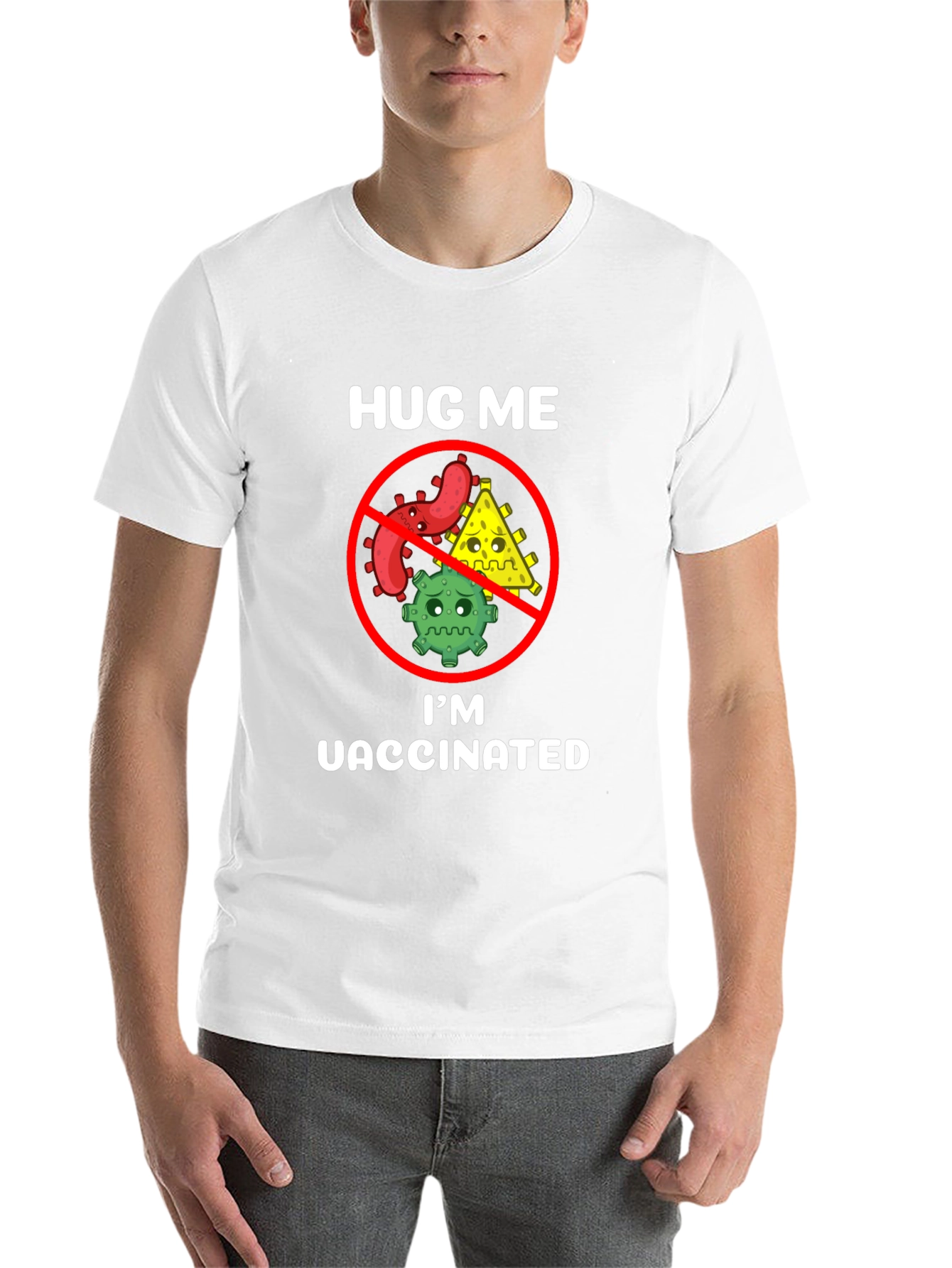 Black Hug Me I'm Vaccinated T-Shirt Funny Slogan view 14