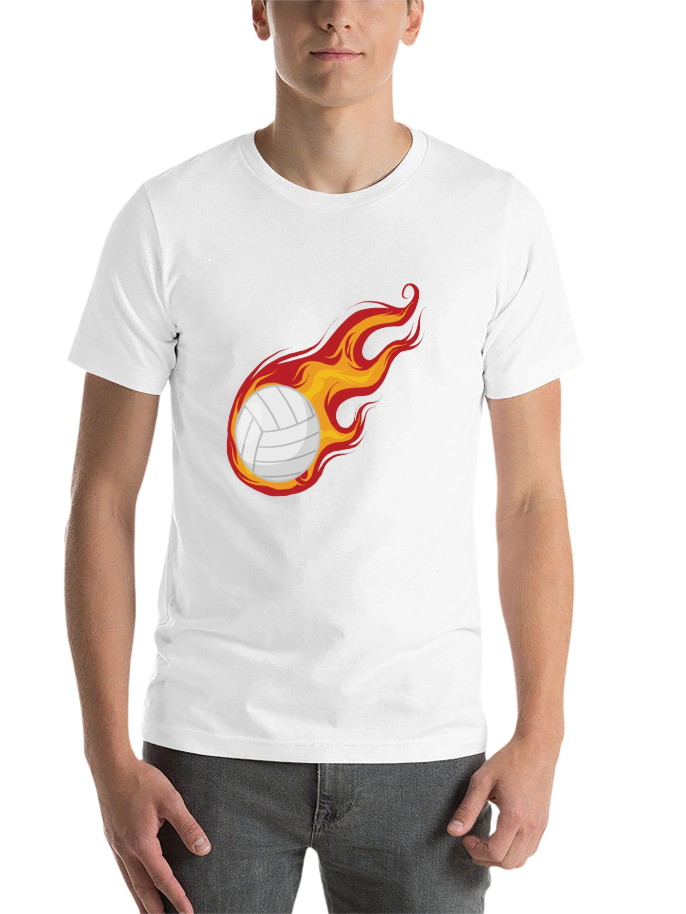 Black Flaming Volleyball Graphic Tee - Unique Design view 14