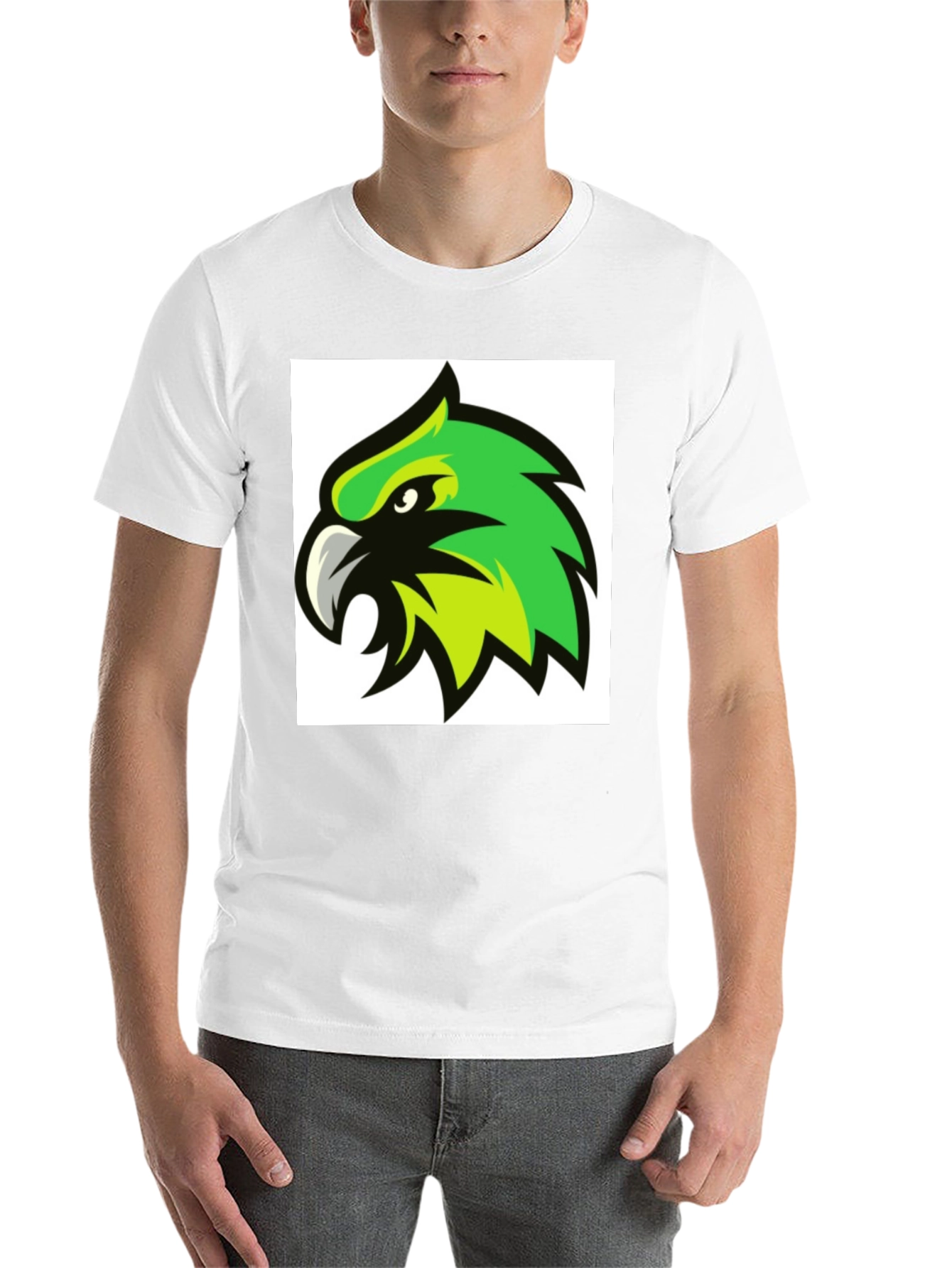 Black Bold Black T-Shirt with Green Hawk Graphic view 14