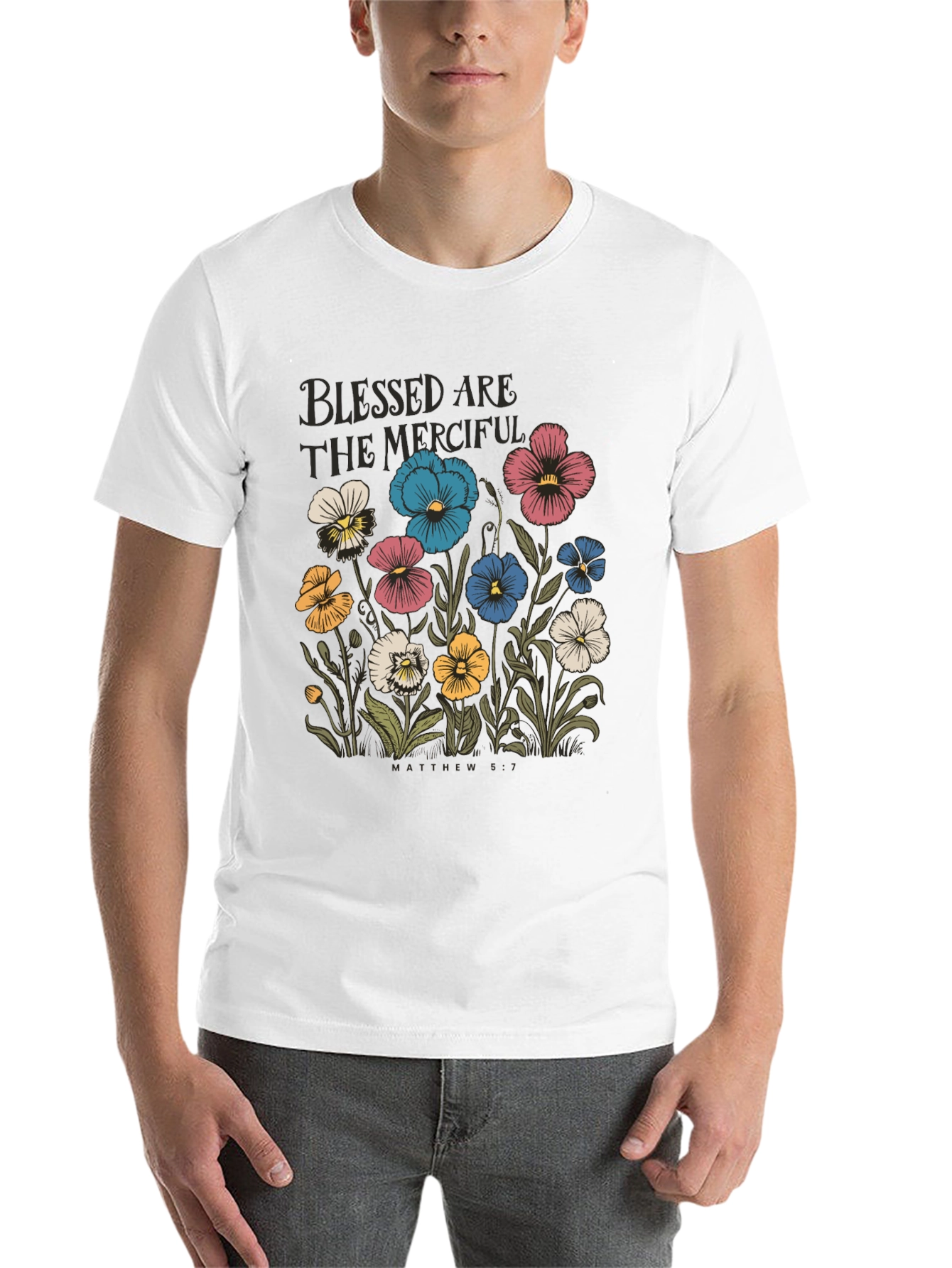 Black Blessed Are The Merciful Floral Tee view 14