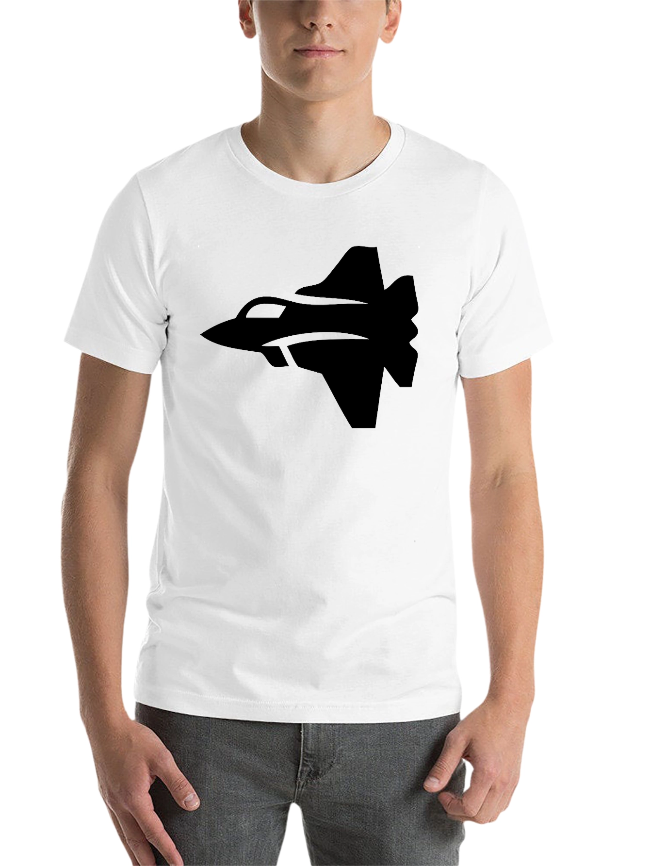 Black Fighter Jet Graphic Tee - Black Cotton T-Shirt view 14