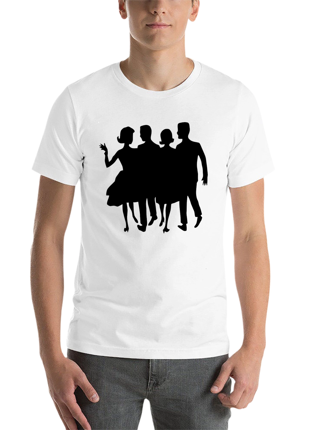 Black Retro Silhouette Crew Neck T-Shirt view 14