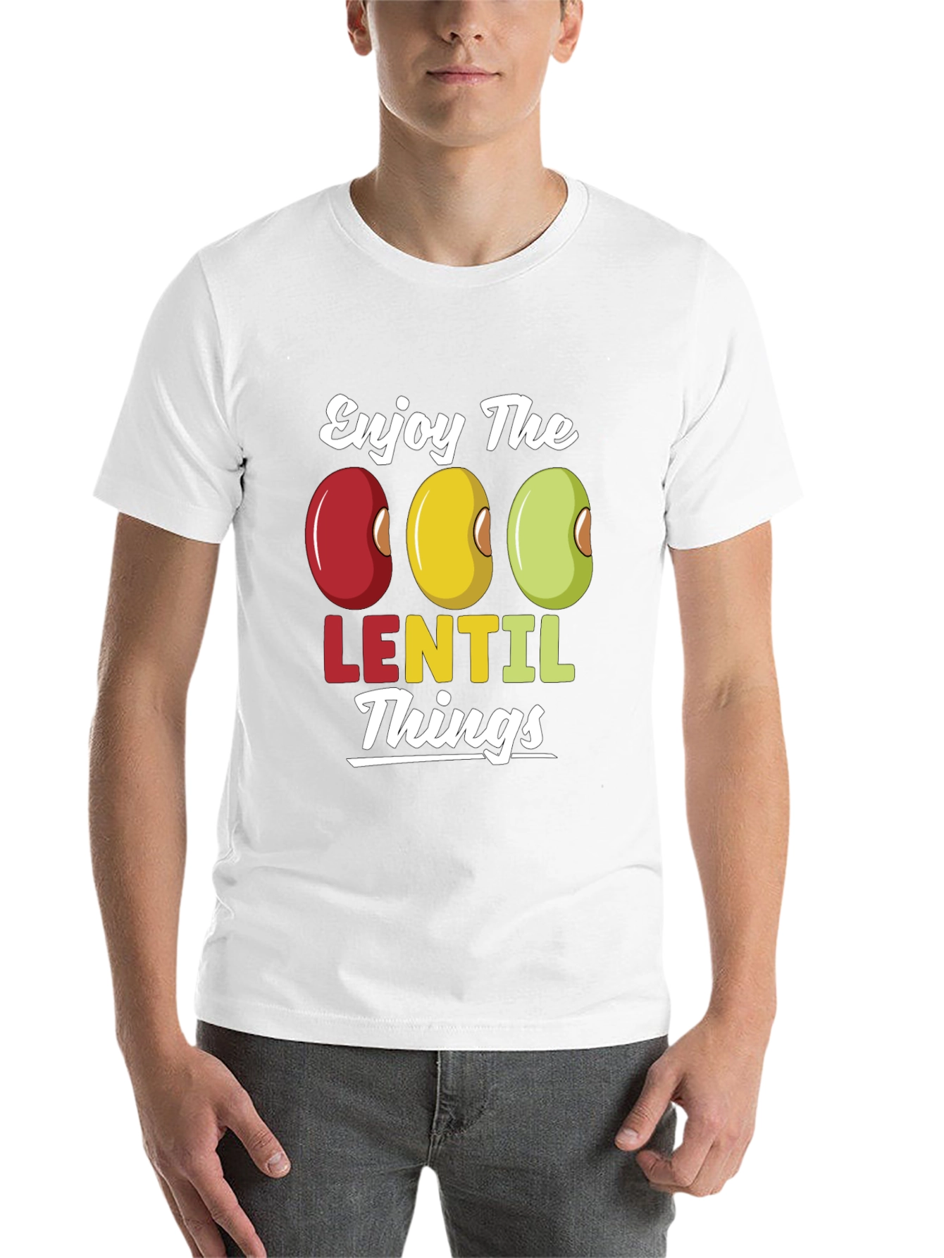 Black Enjoy Lentil Things T-Shirt - Funny Foodie Tee view 14