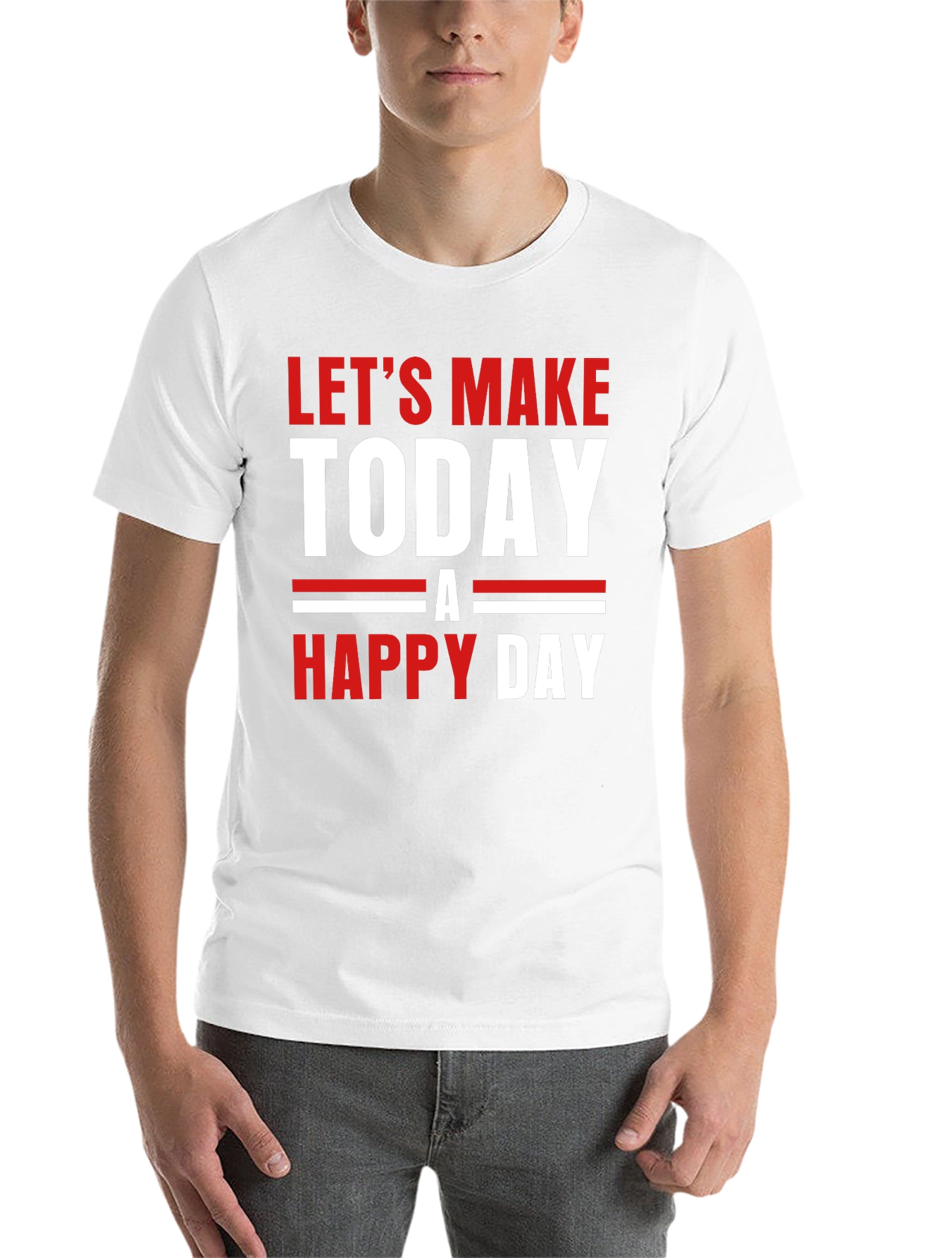 Black Let's Make Today A Happy Day Black T-Shirt view 14
