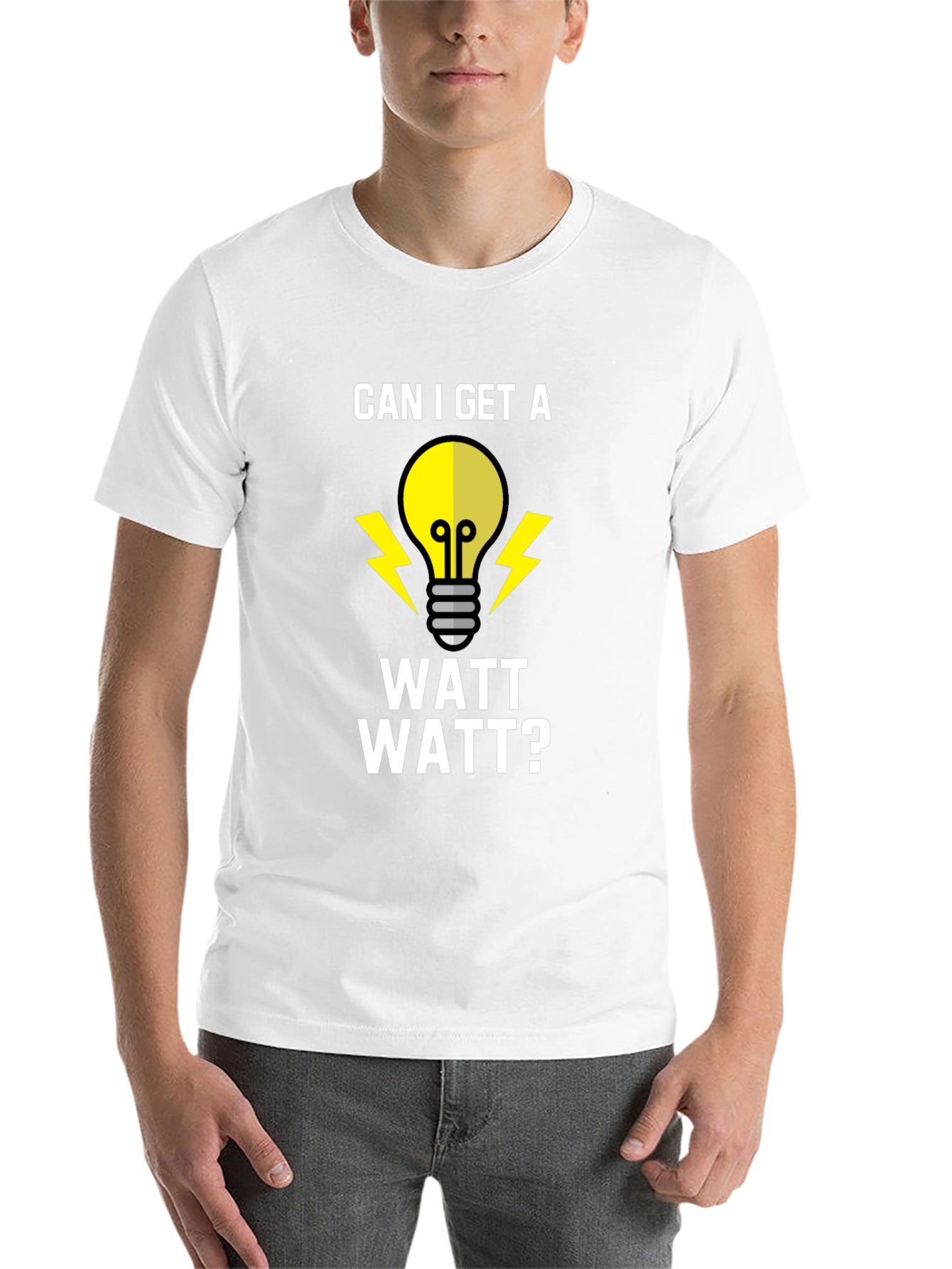 Black Can I Get A Watt Watt? Funny Electrician T-Shirt view 14