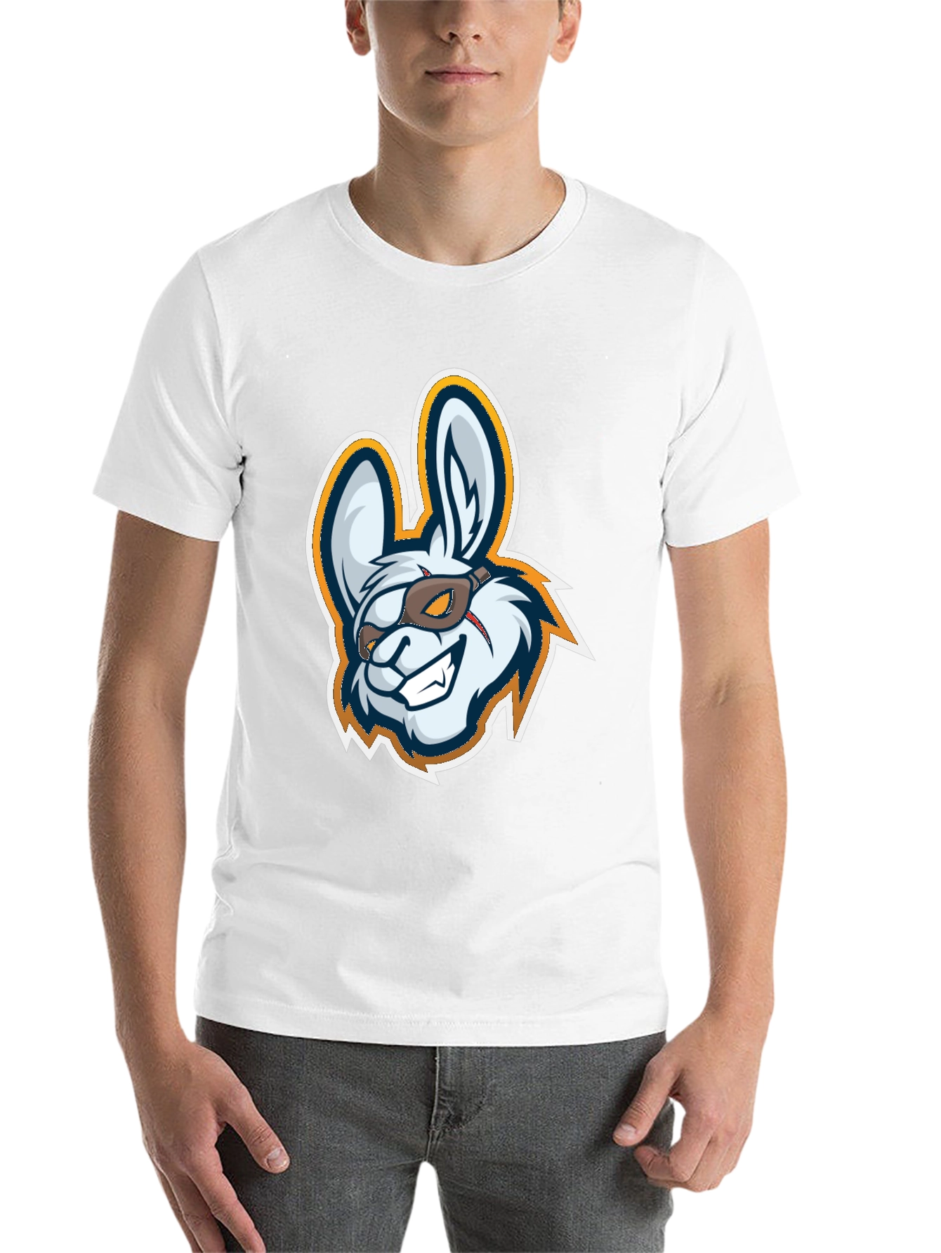 Black Cool Rabbit Mascot Graphic T-Shirt view 14
