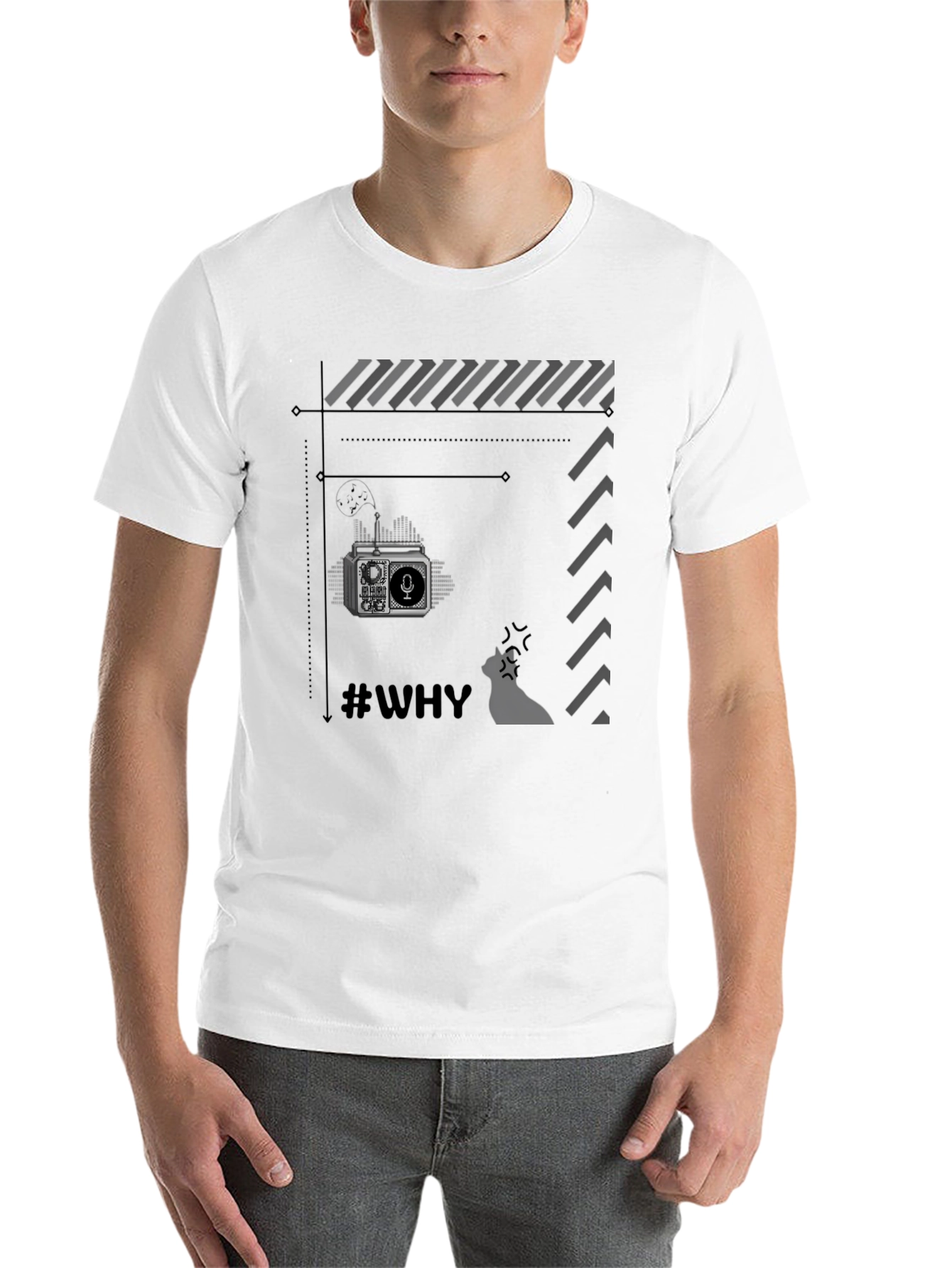 Black Retro Radio Black T-Shirt - Why? view 14