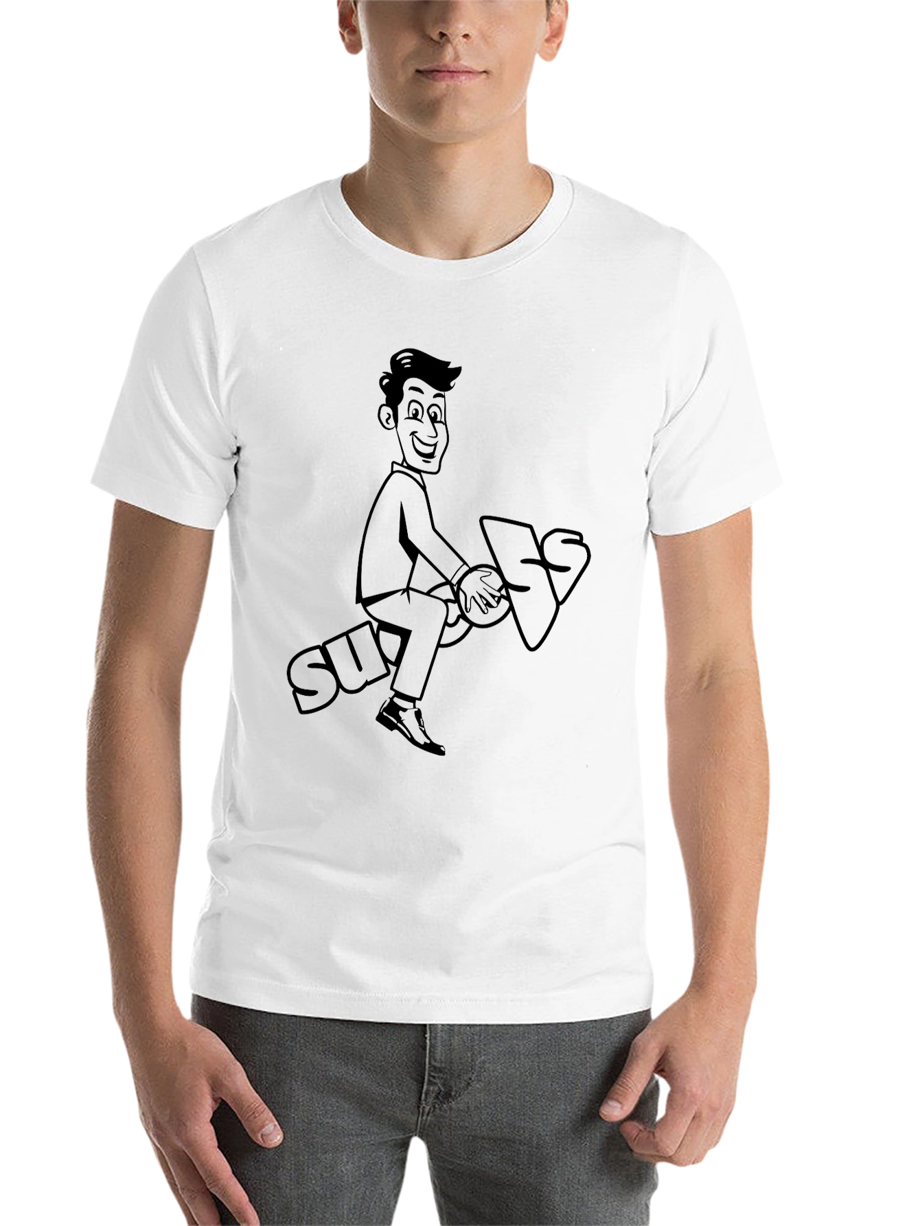 Black Cartoon Graphic Tee - Ride the Suggestion! view 14