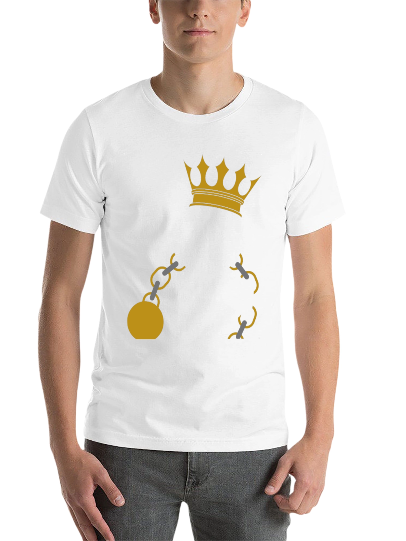 Black Crown & Chain Graphic Tee - Black Cotton Blend view 14