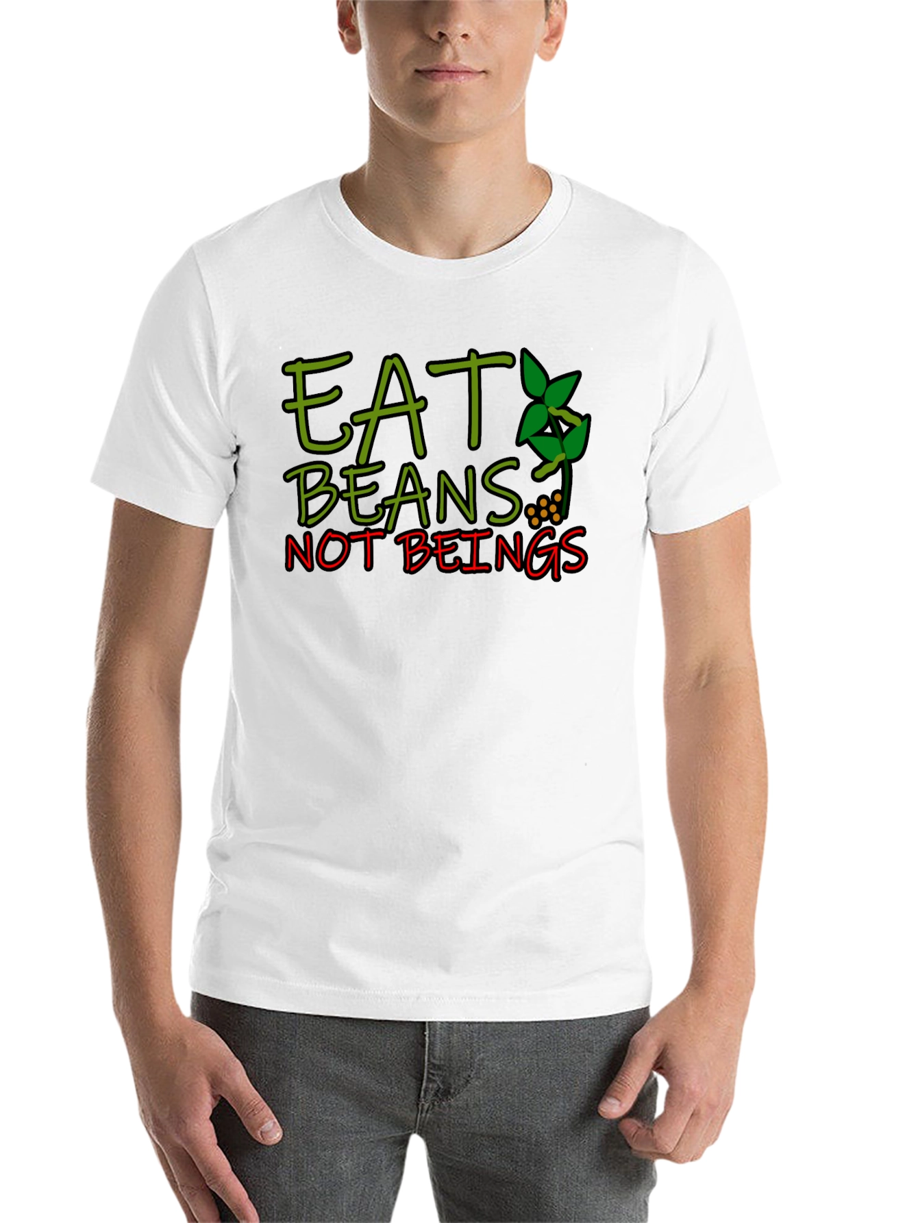 Black Eat Beans Not Beings Graphic T-Shirt view 14