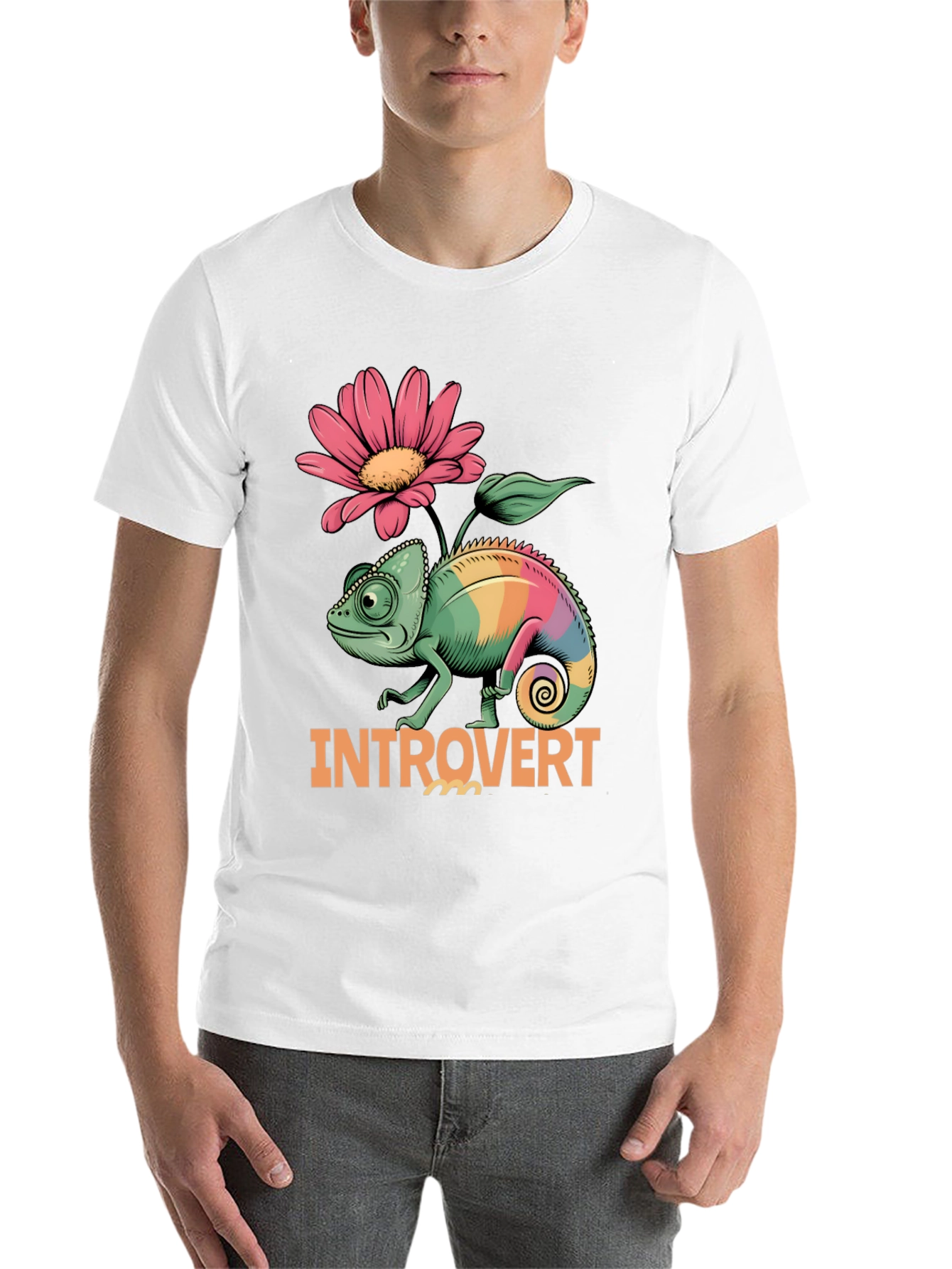 Black Introvert Chameleon Graphic Tee view 14
