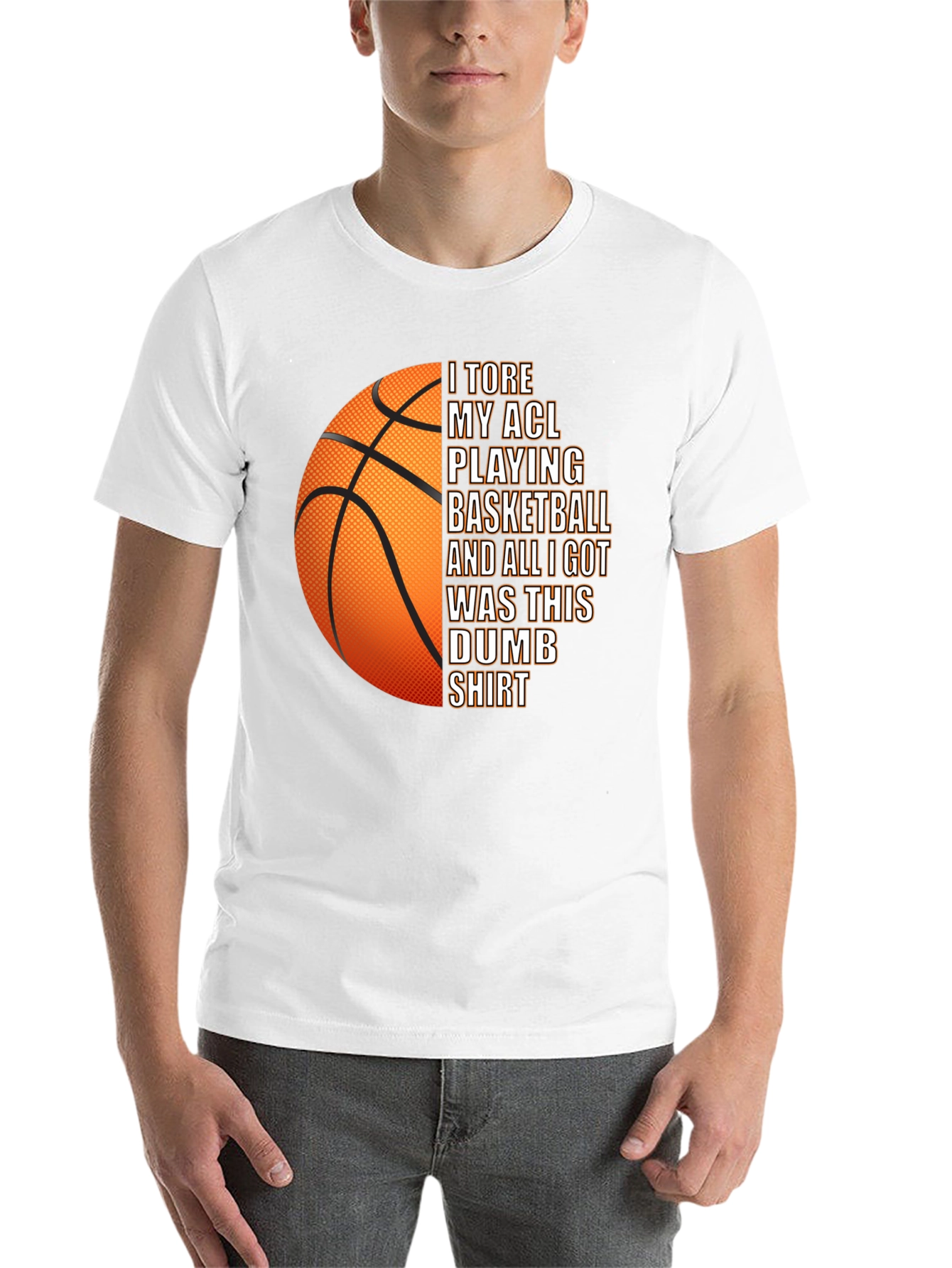 Black I Tore My ACL Basketball T-Shirt - Novelty Graphic Tee view 14