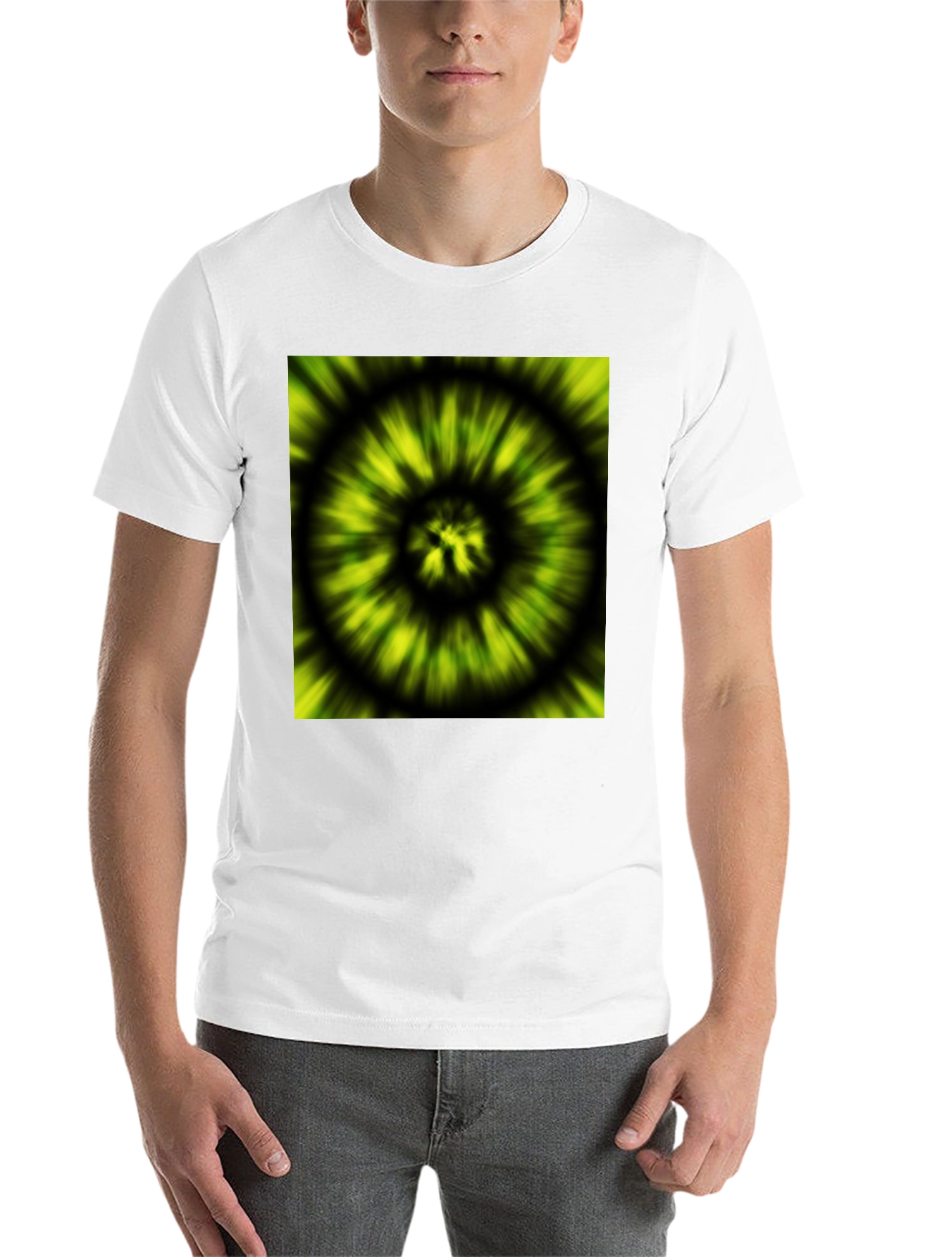 Black Hypnotic Swirl Tee - Green & Black Graphic Print view 14