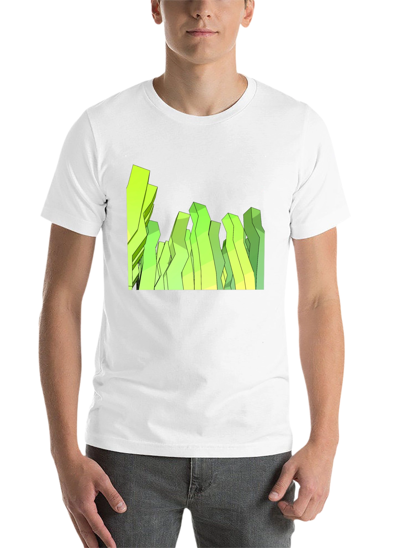 Black Abstract Geometric Peaks Black Tee view 14