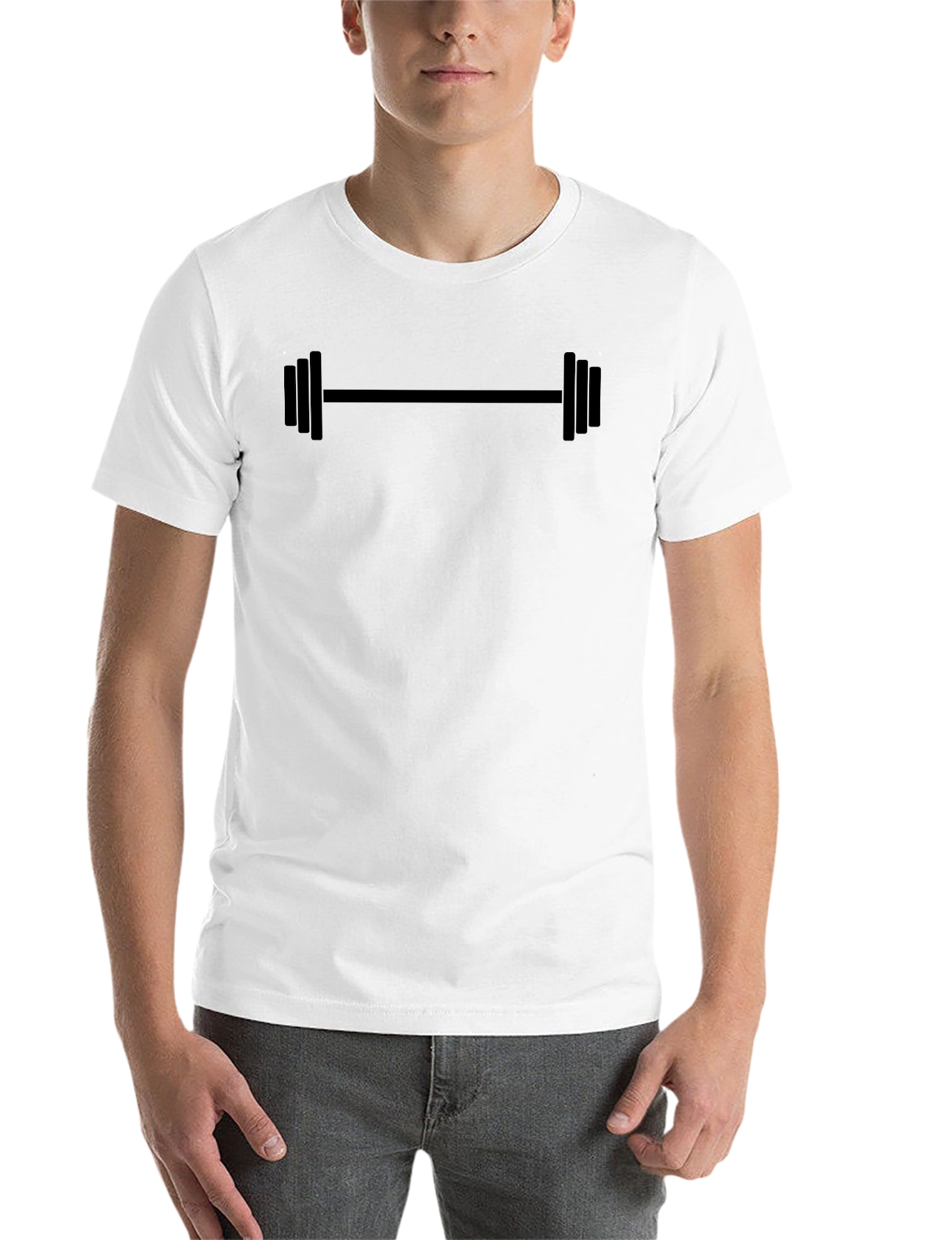 Black Men's Black Barbell Graphic Tee - Gym & Fitness view 14