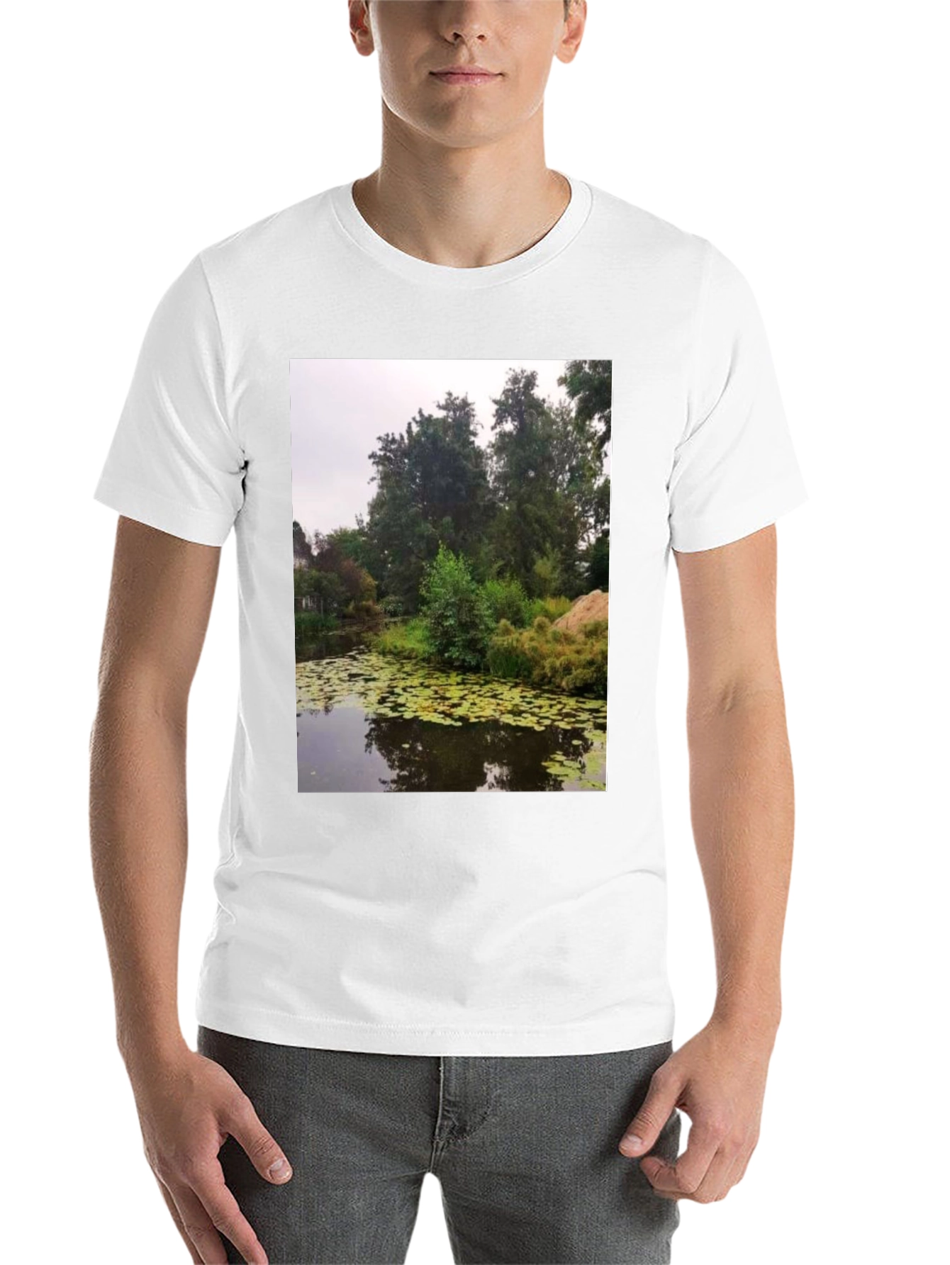 Black Nature Pond Graphic Tee - Men's Black T-Shirt view 14