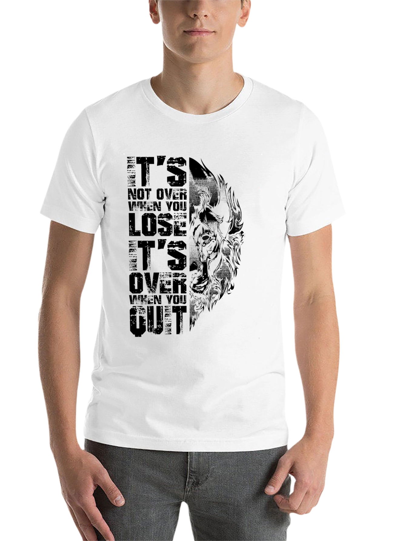 Black Motivational Wolf Graphic Black T-Shirt view 14